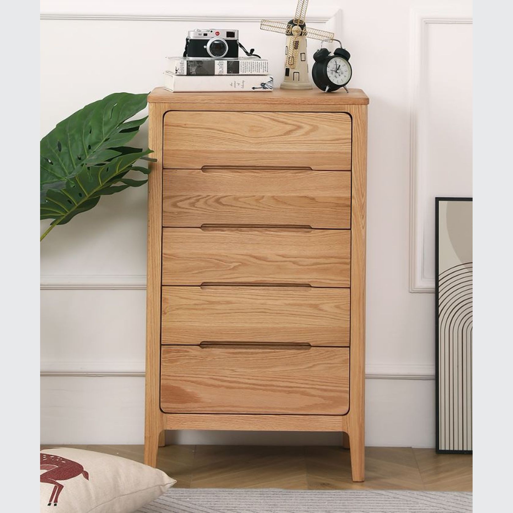 Seattle Natural Solid Oak 5 Drawers Tall Boy gallery detail image