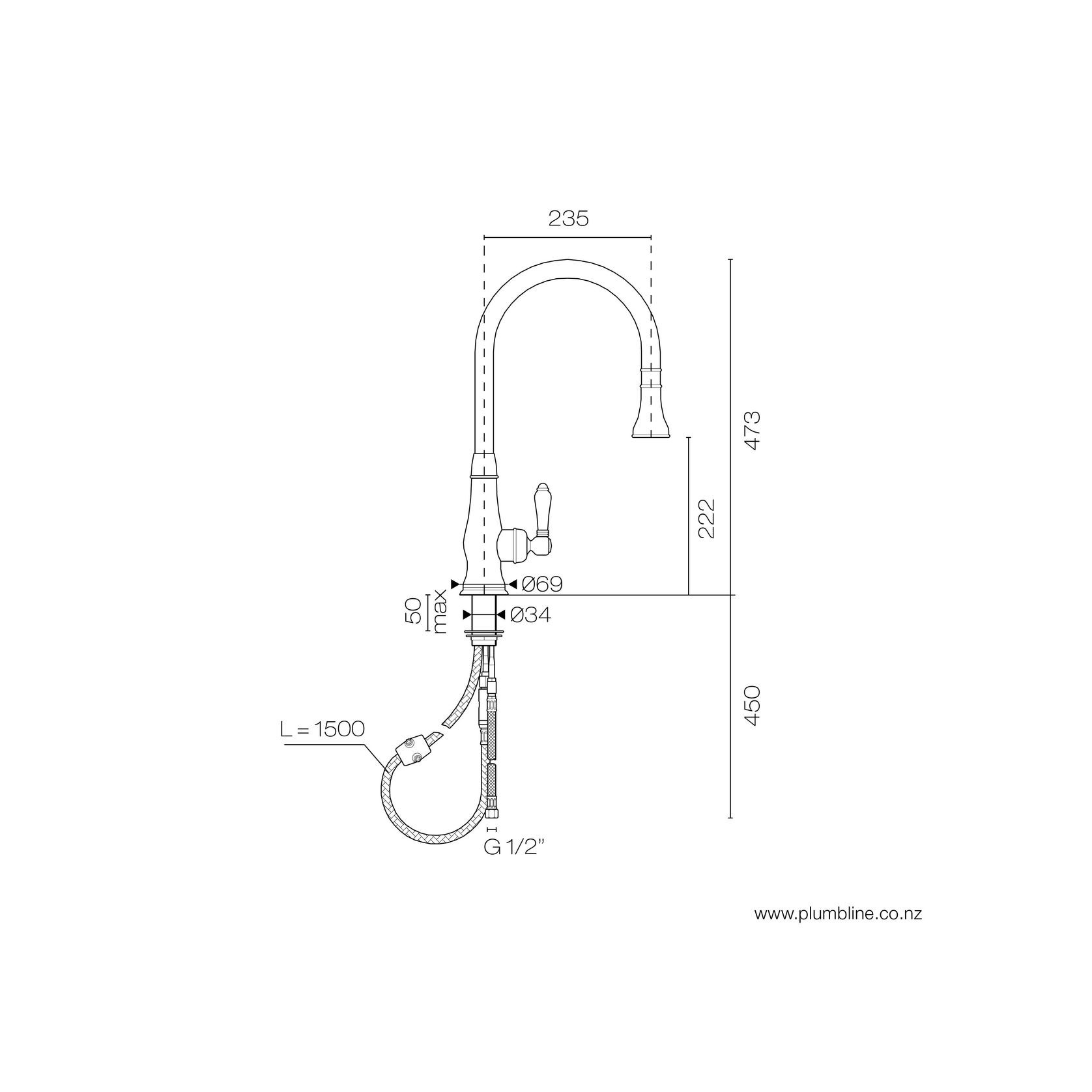 Regal Classic Kitchen Mixer with Pull Out Spray gallery detail image
