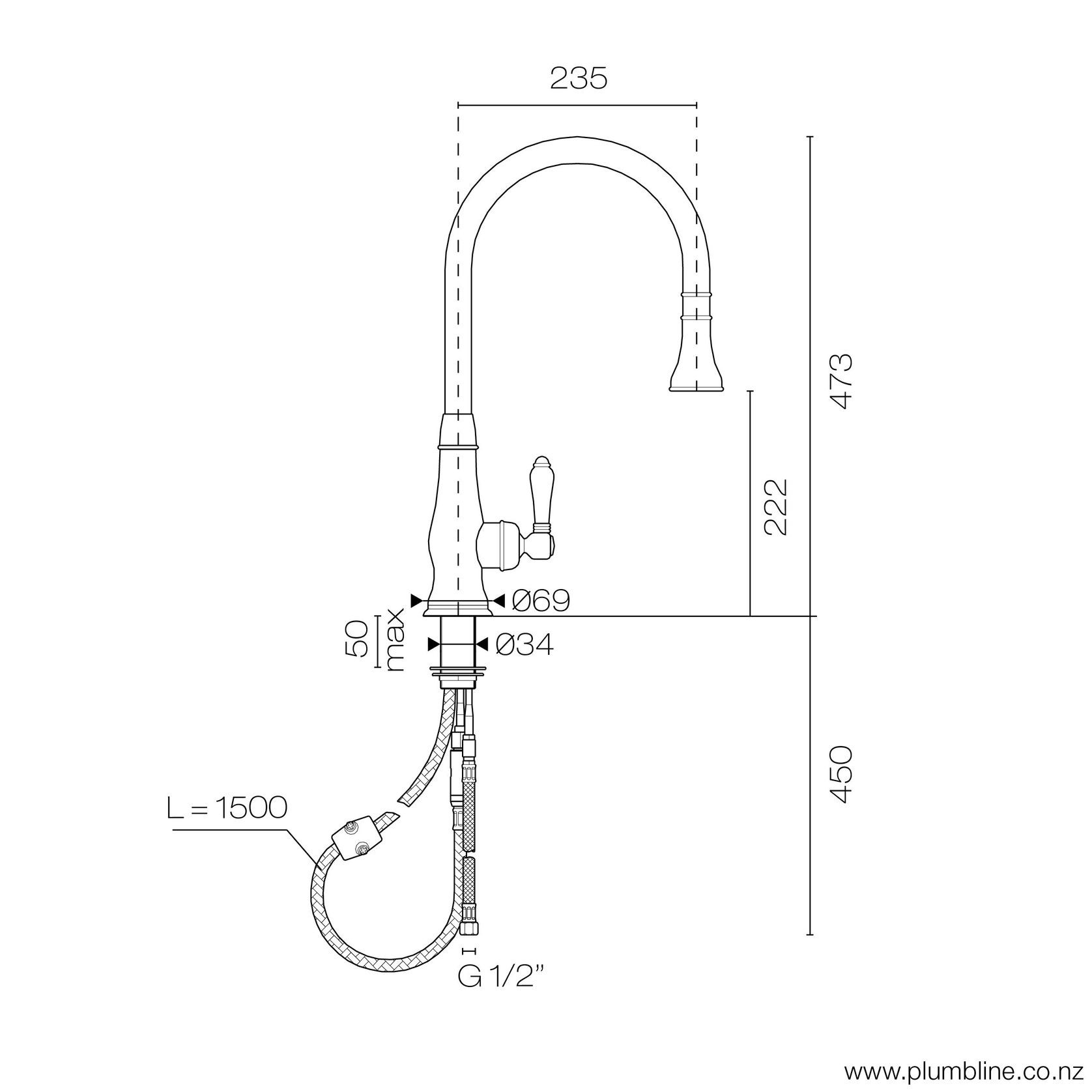 Regal Classic Kitchen Mixer with Pull Out Spray gallery detail image