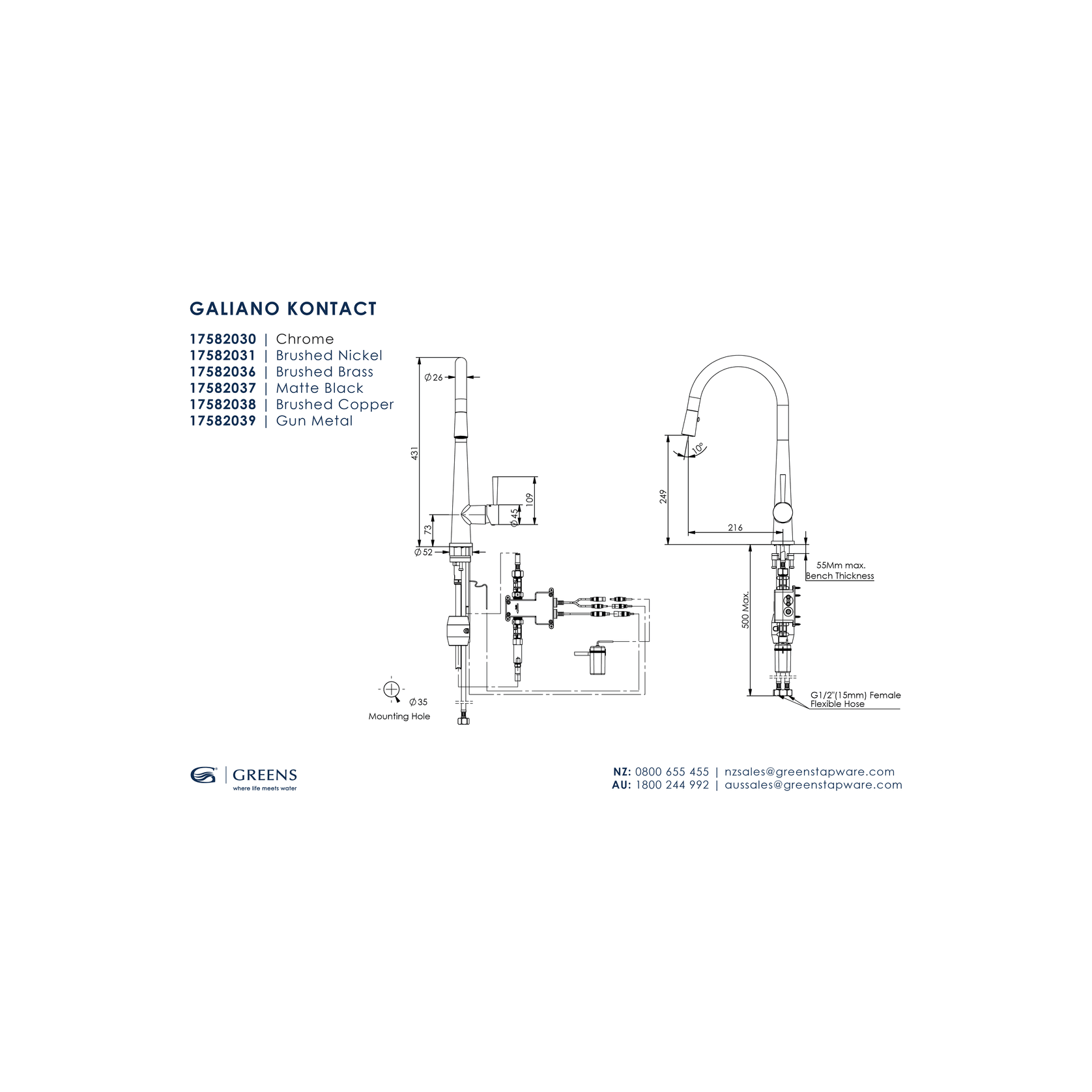 Galiano Kontact Pull Down Sink Mixer gallery detail image