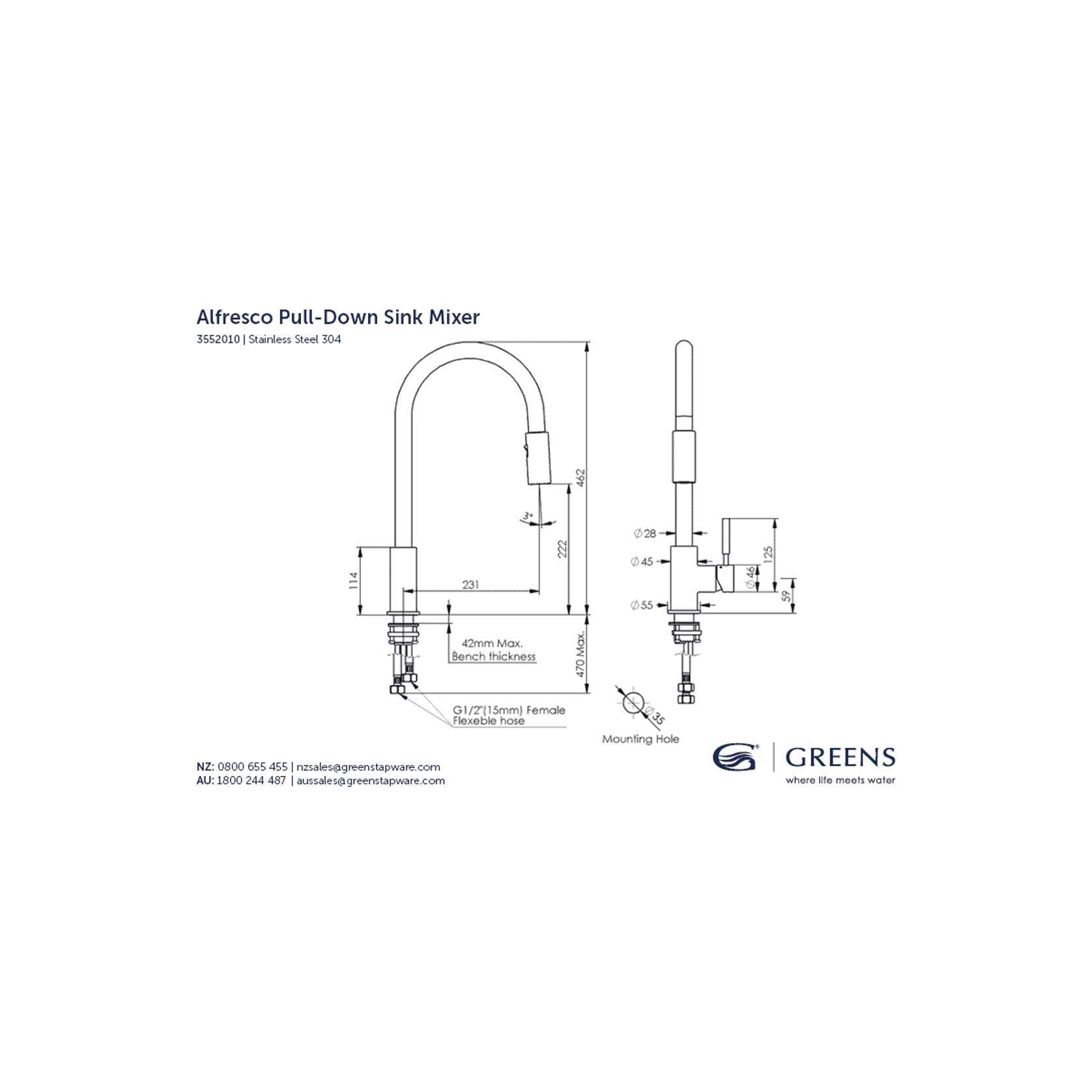 Alfresco Pull Down Sink Mixer gallery detail image