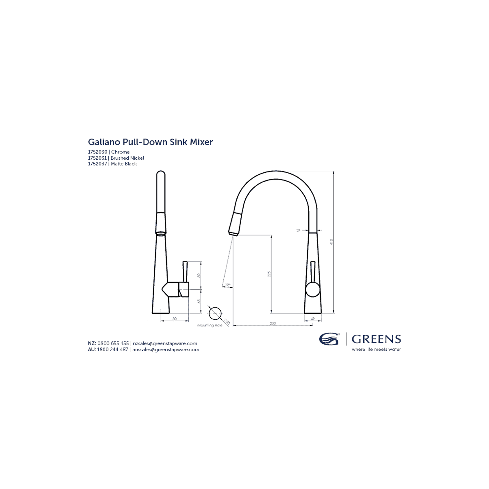 Galiano Pull Down Sink Mixer gallery detail image