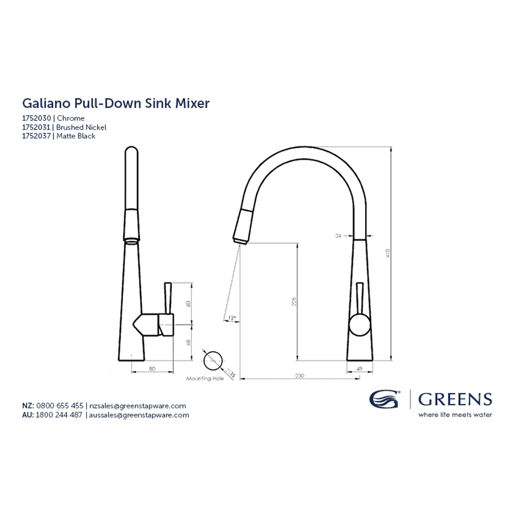 Galiano Pull Down Sink Mixer gallery detail image