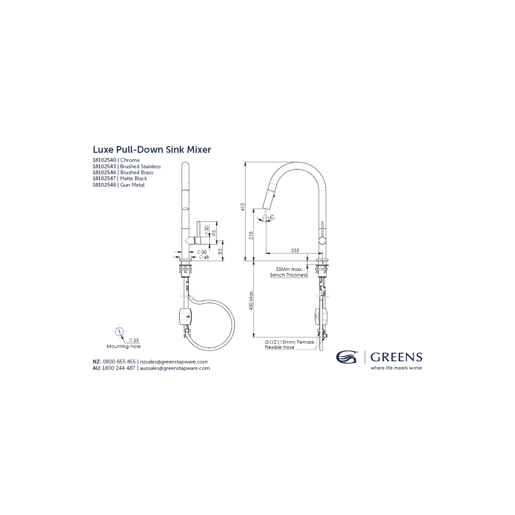 Luxe Pull Down Sink Mixer gallery detail image