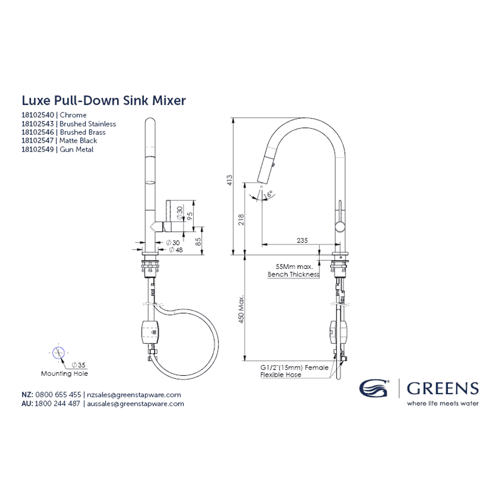 Luxe Pull Down Sink Mixer gallery detail image