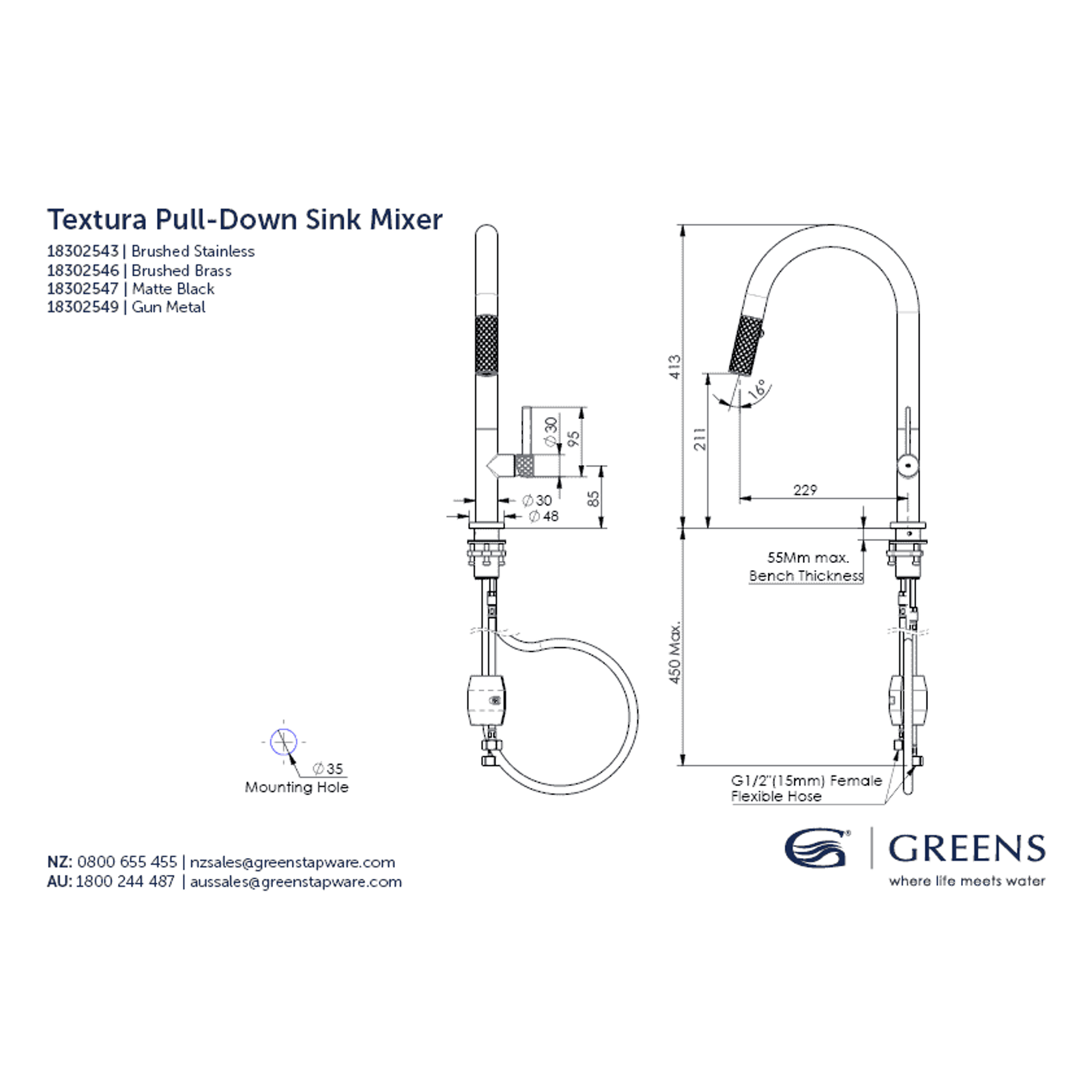 Textura Pull-Down Sink Mixer W/ Diamante Technology™ gallery detail image