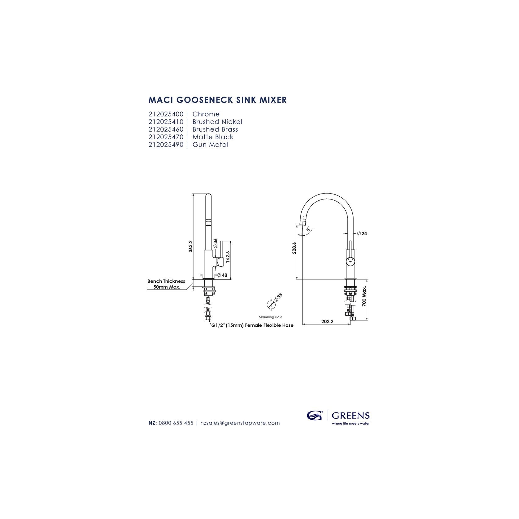 Maci Gooseneck Sink Mixer gallery detail image