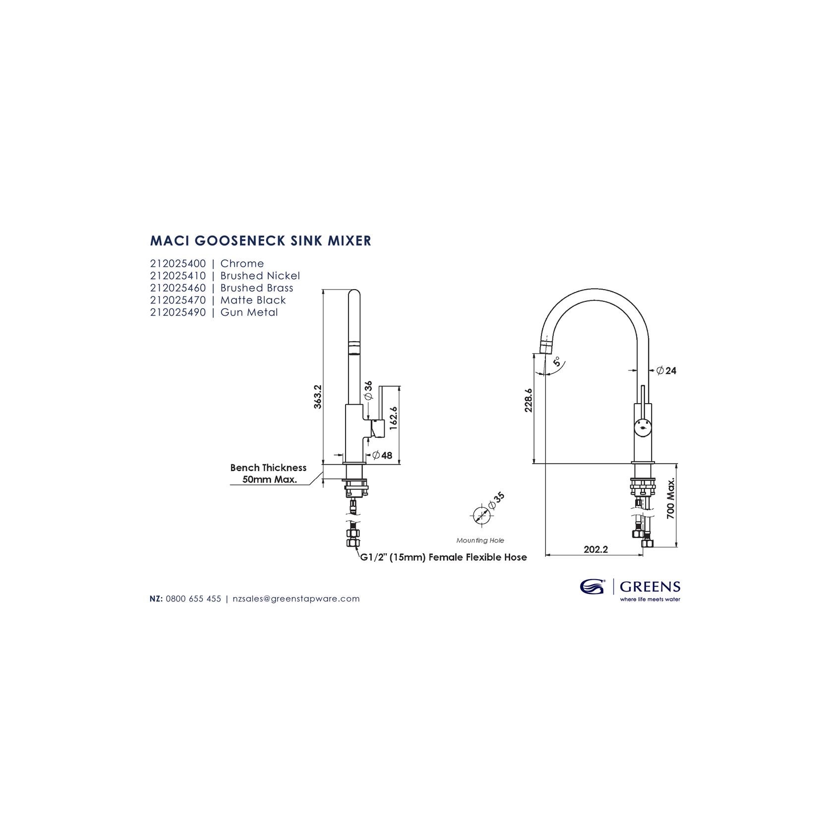 Maci Gooseneck Sink Mixer gallery detail image