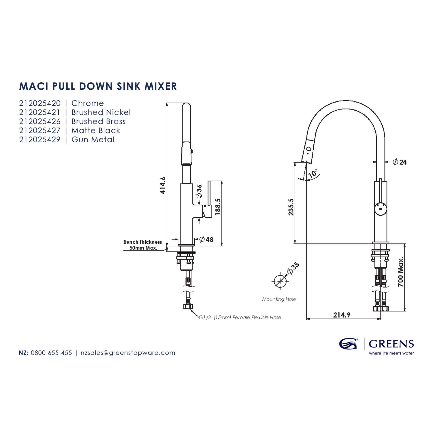 Maci Pull Down Sink Mixer gallery detail image