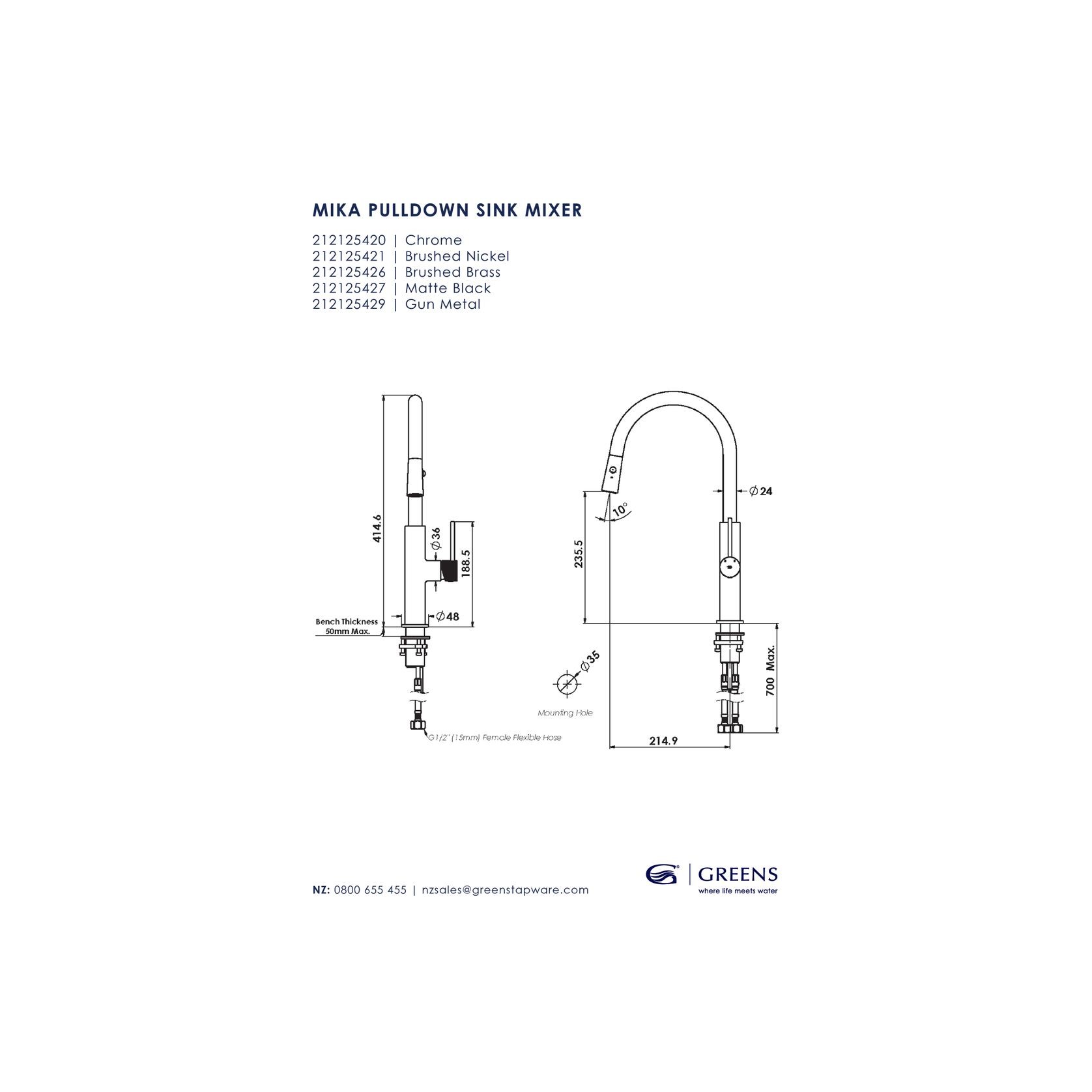 Mika Pull Down Sink Mixer gallery detail image