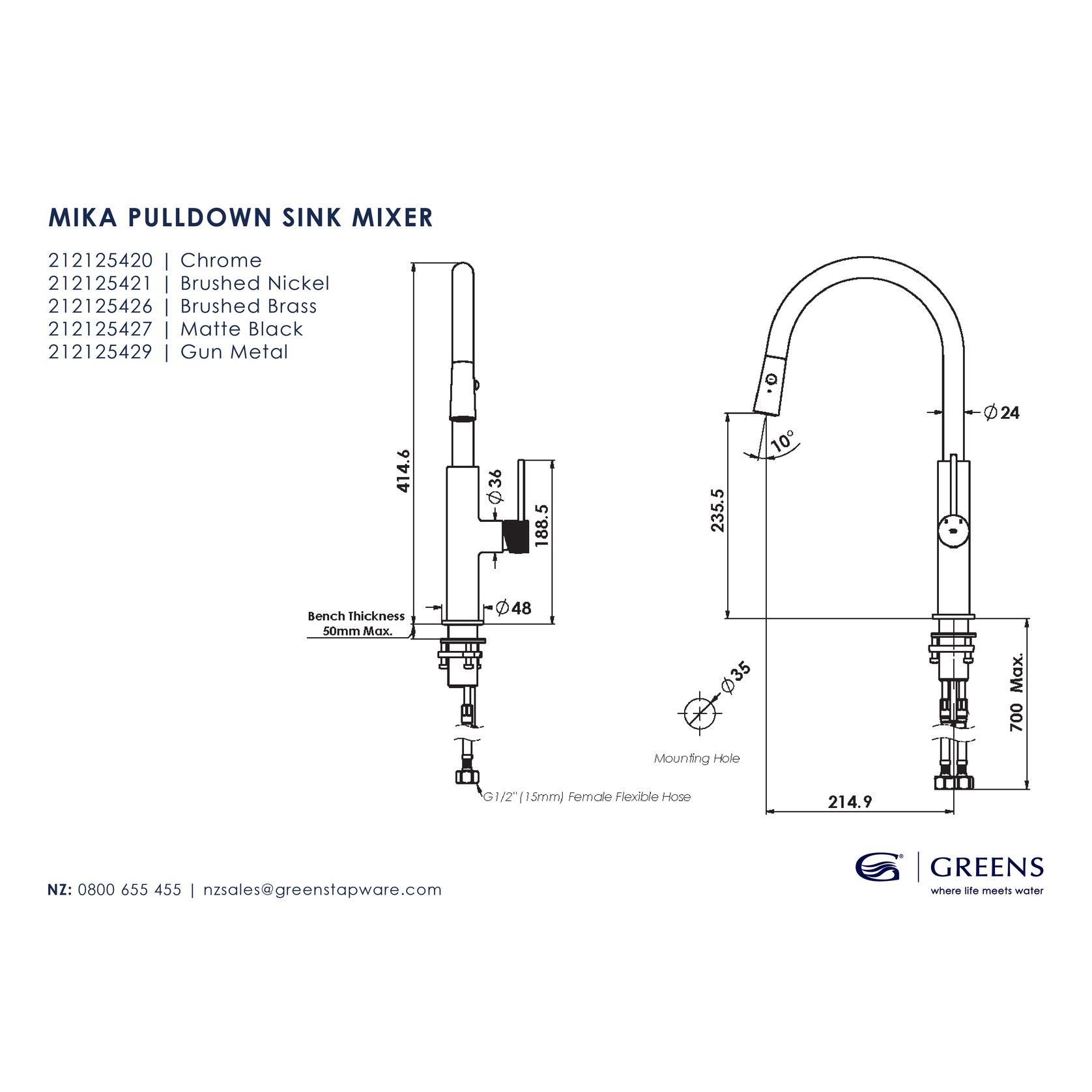 Mika Pull Down Sink Mixer gallery detail image