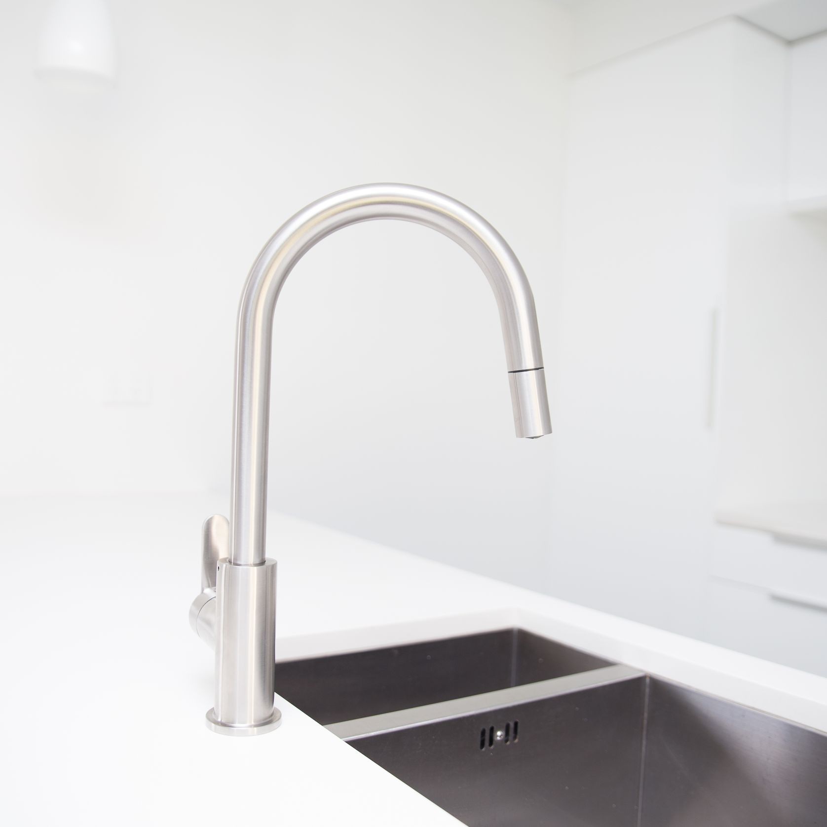Stainless Gooseneck Pull Out Sink Mixer - Cold Start gallery detail image