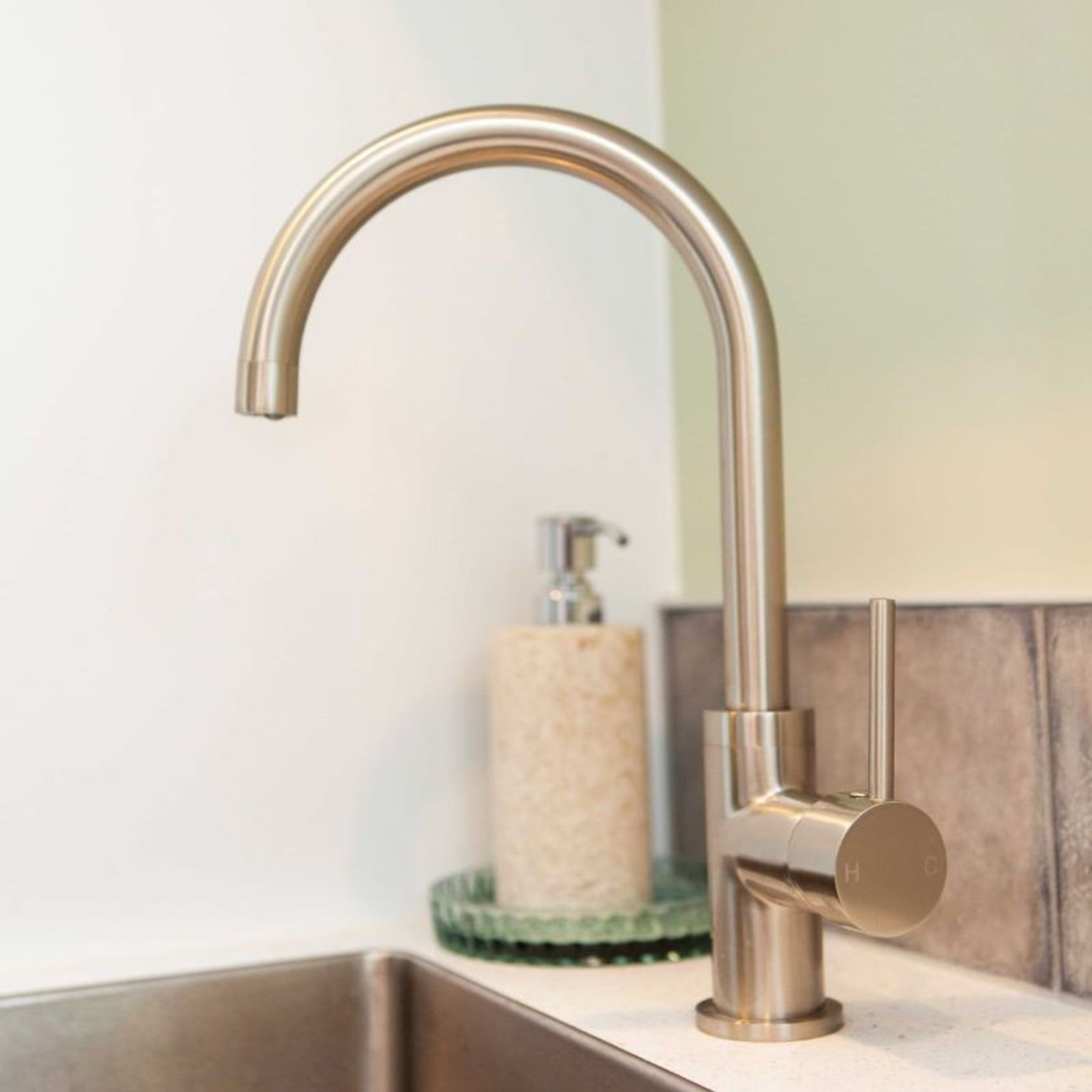 Gooseneck Swivel Mixer Clas31 Brushed Nickel  gallery detail image