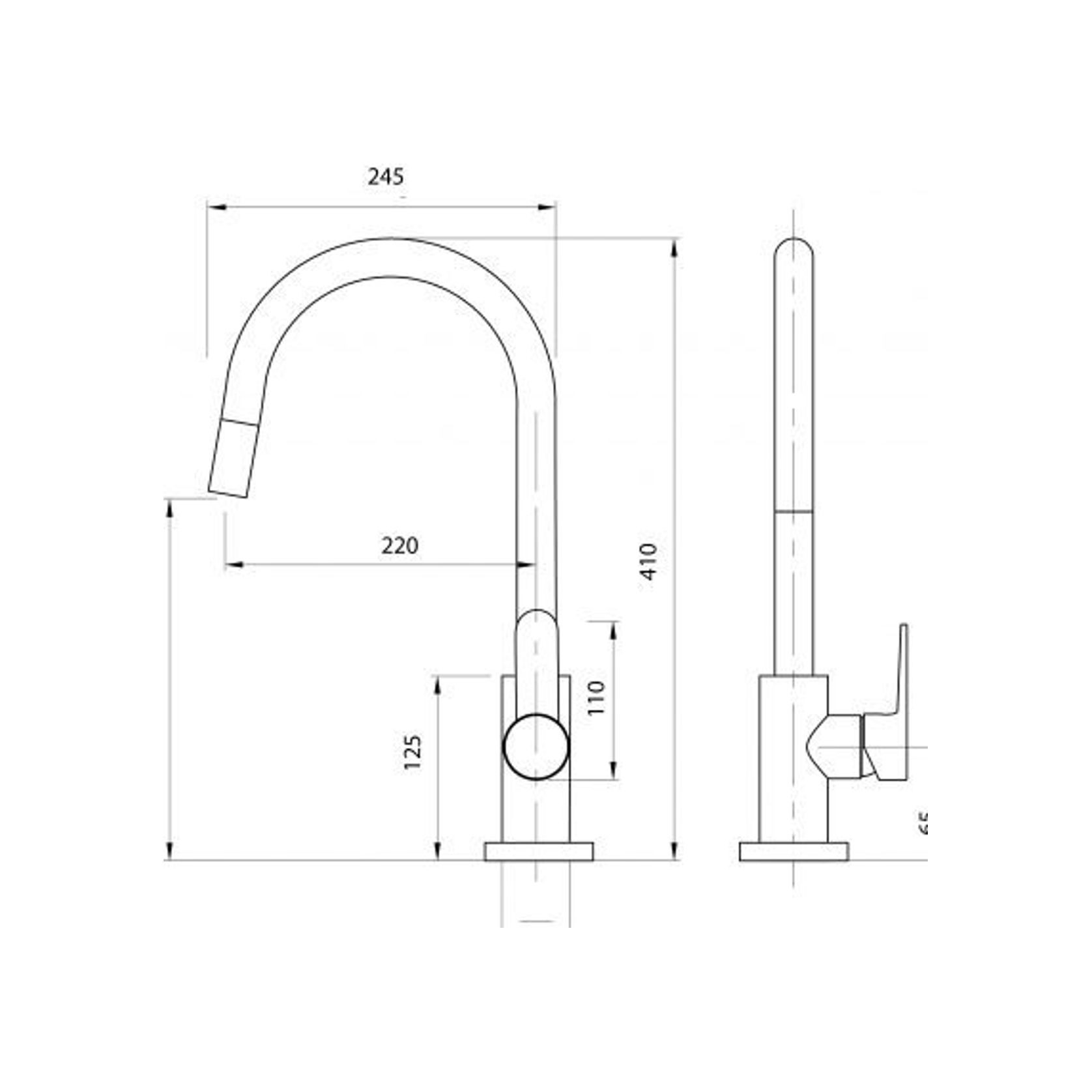 Stainless Gooseneck Pull Out Sink Mixer - Cold Start gallery detail image