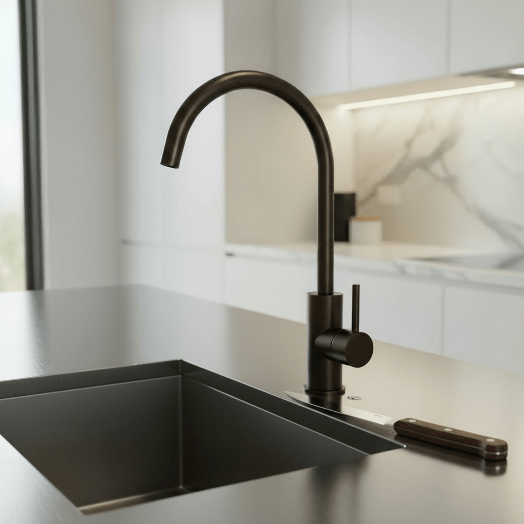 Storm Gooseneck Sink Mixer - Cold Start gallery detail image