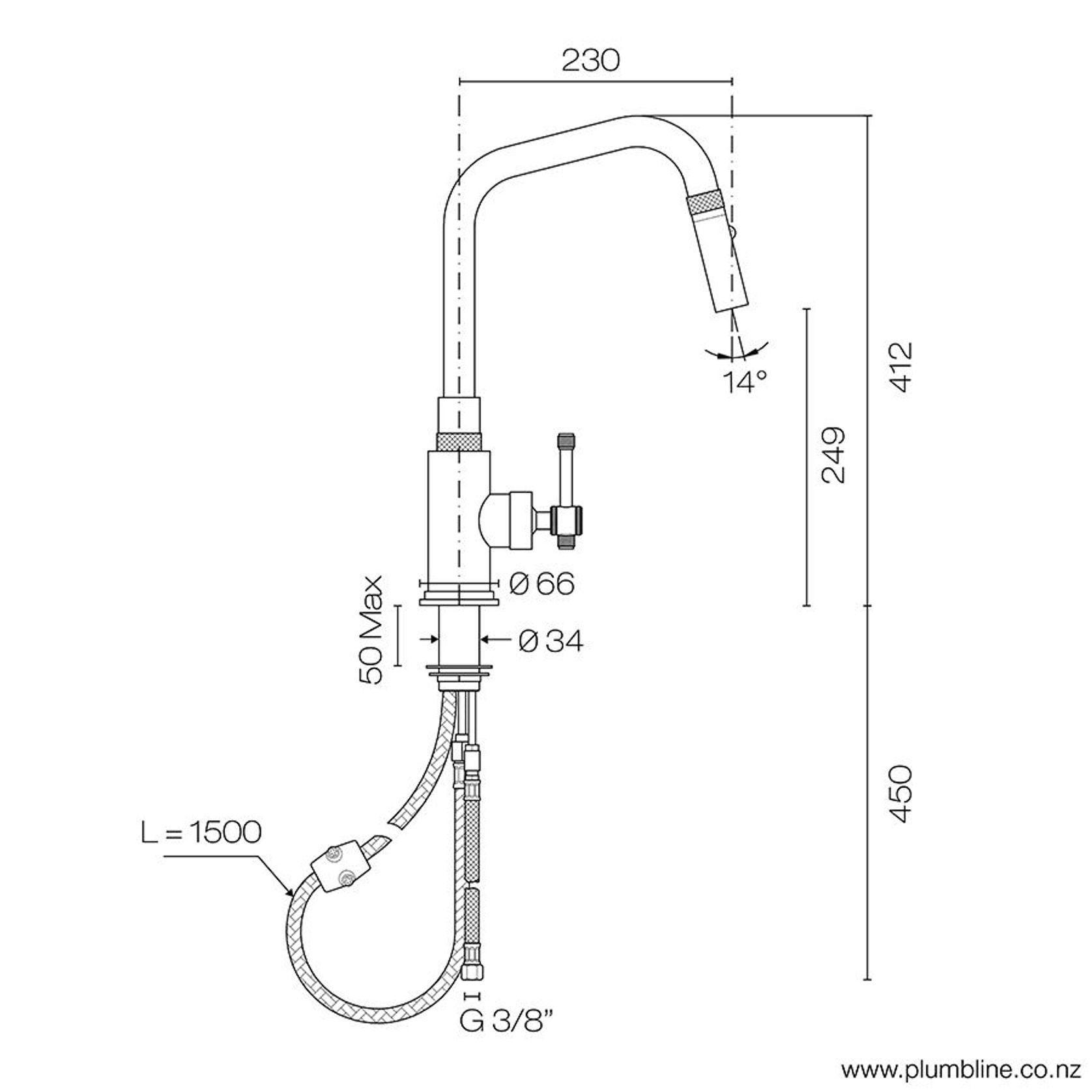 Arena Kitchen Mixer With Pull Out Spray gallery detail image