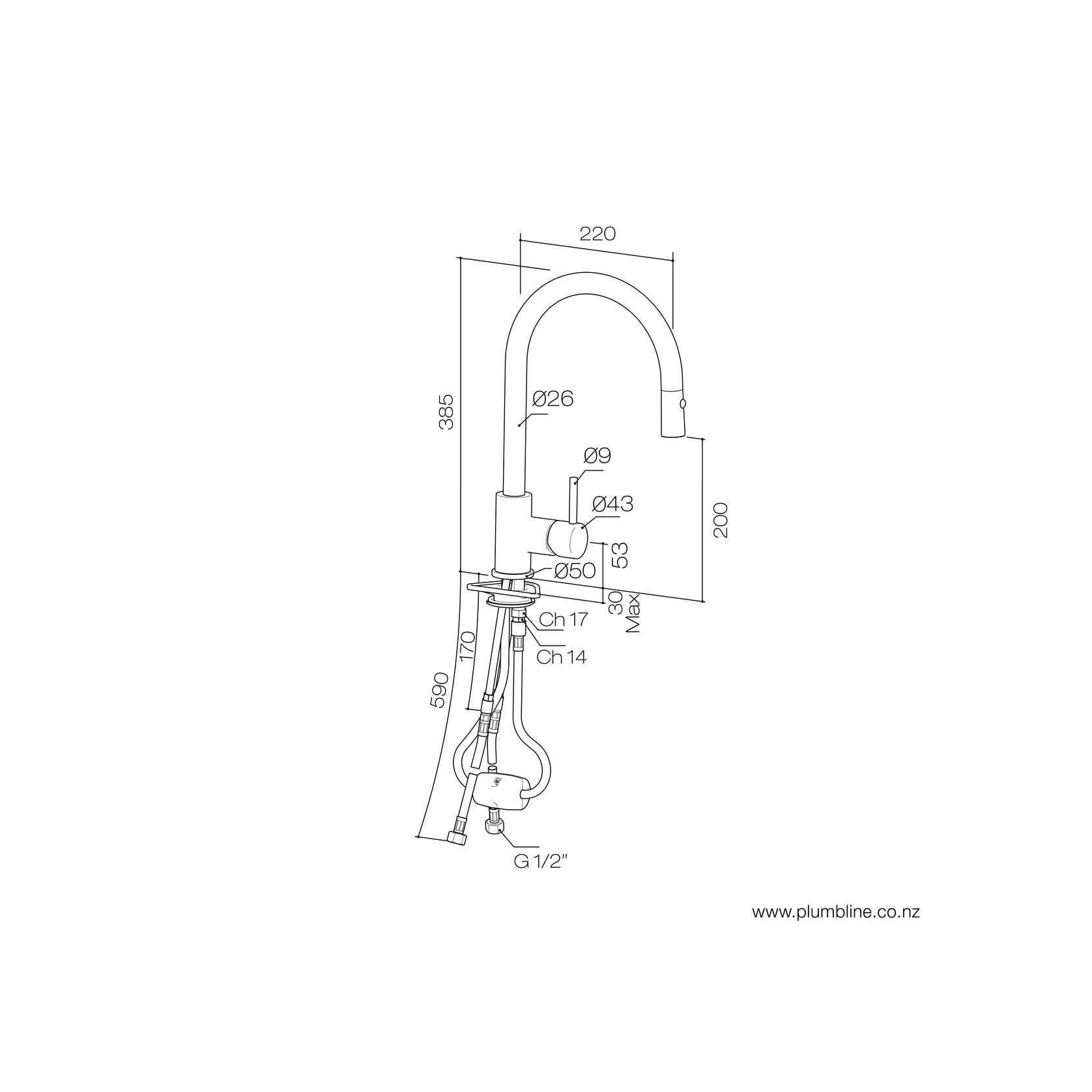 Buddy Kitchen Mixer Round Spout With Pull Out Spray gallery detail image