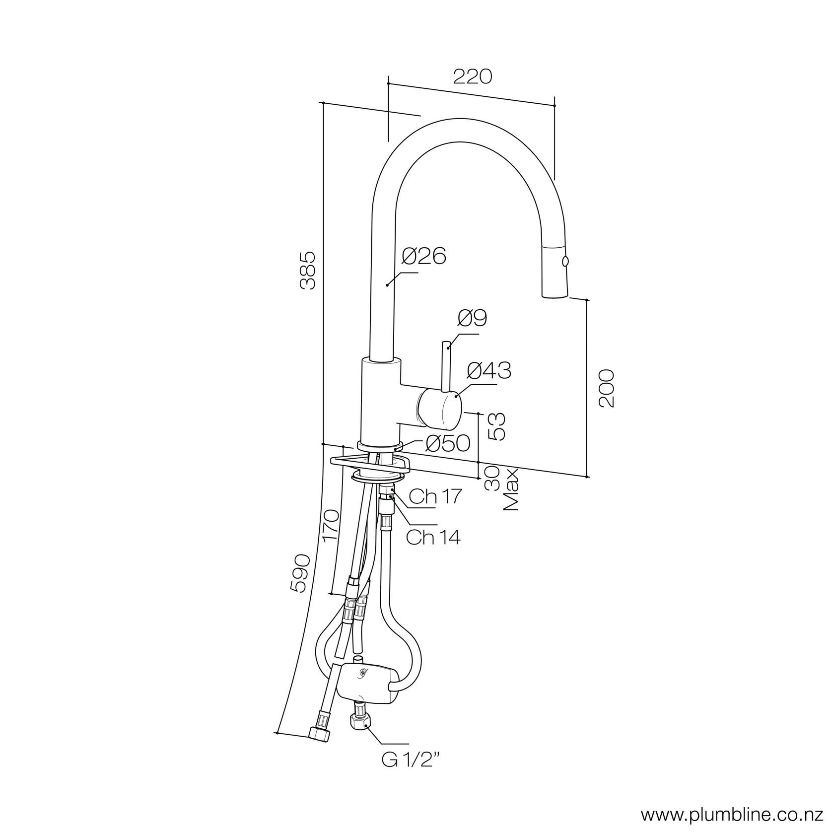 Buddy Kitchen Mixer Round Spout With Pull Out Spray gallery detail image