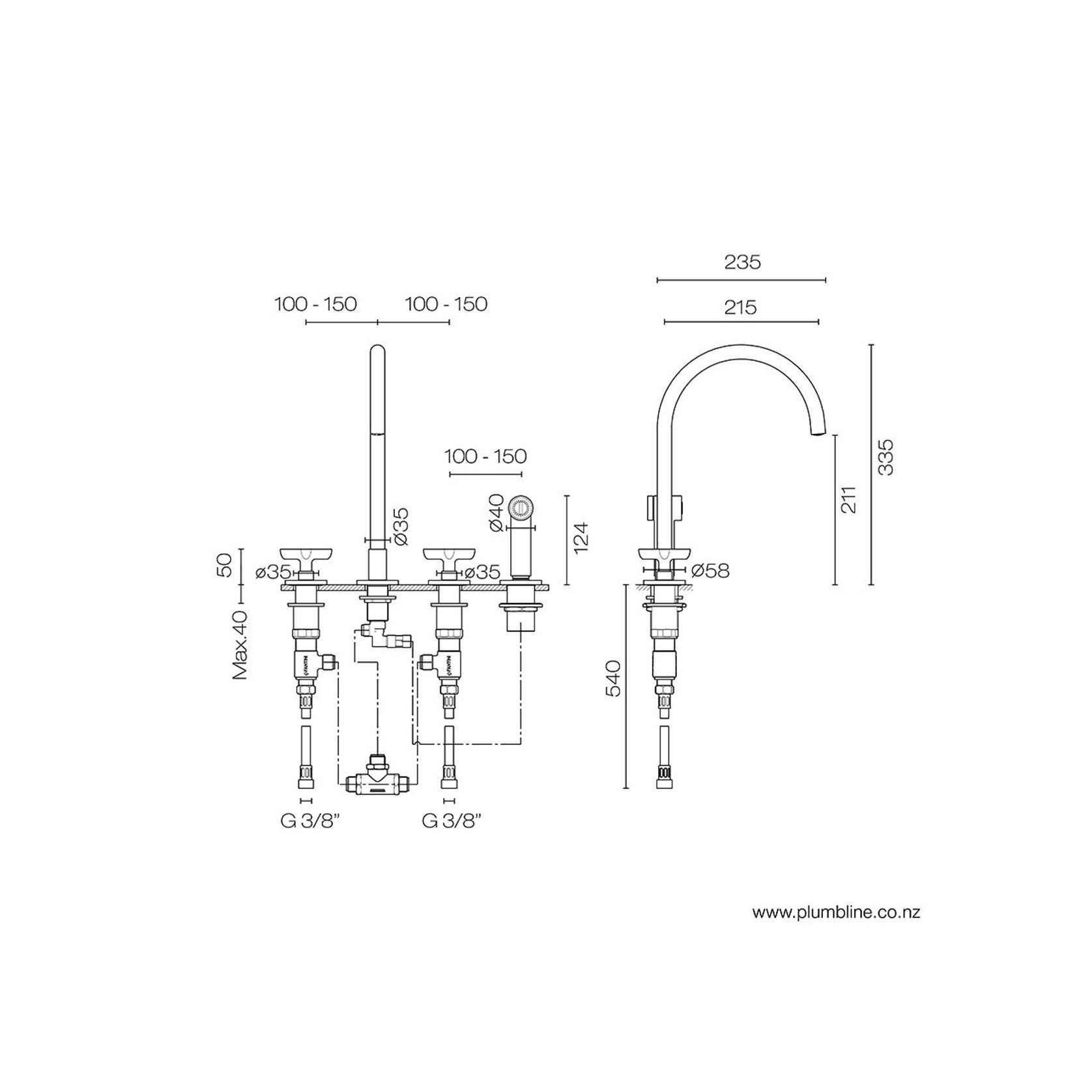 Icona Classic Kitchen Mixer With Rinse Spray gallery detail image