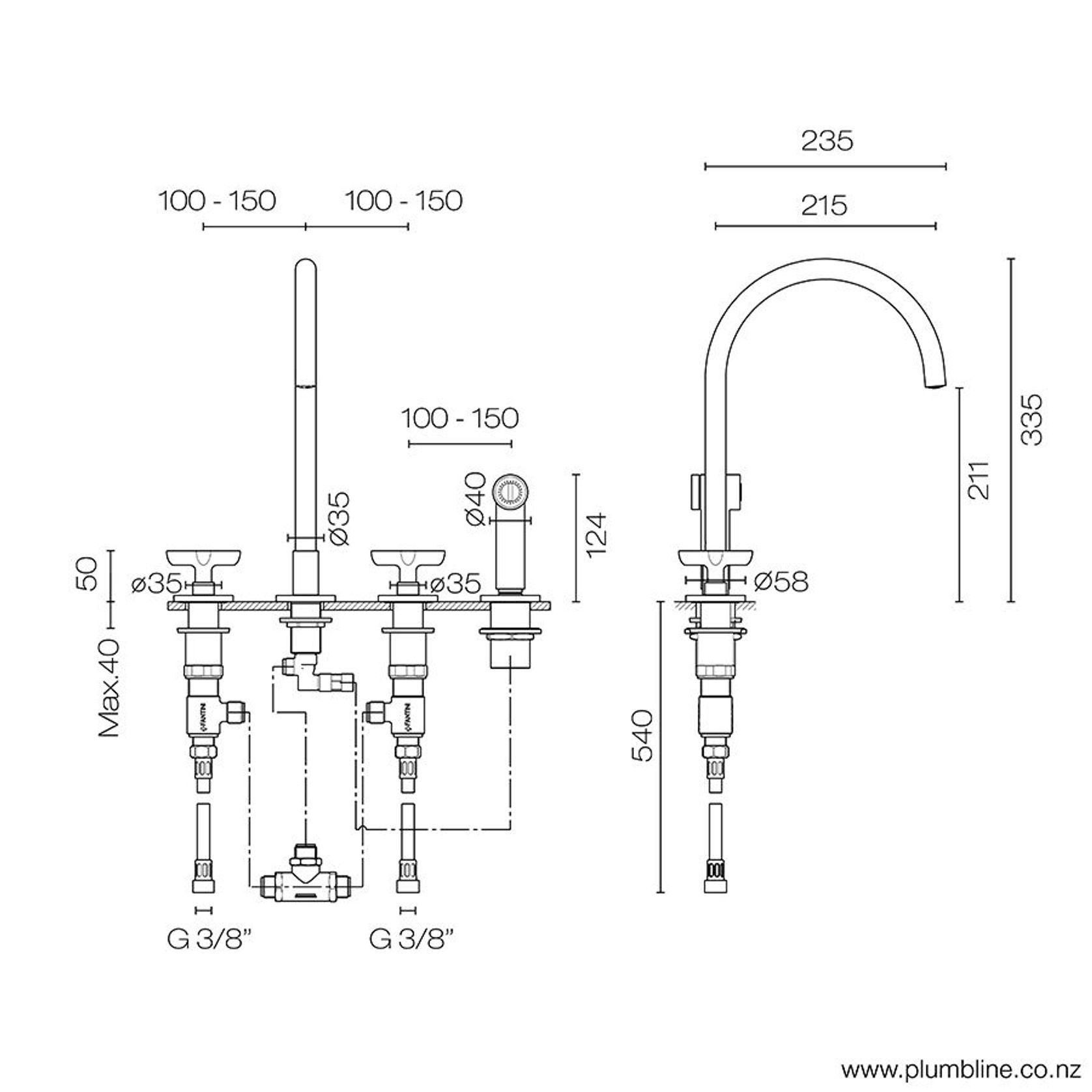 Icona Classic Kitchen Mixer With Rinse Spray gallery detail image
