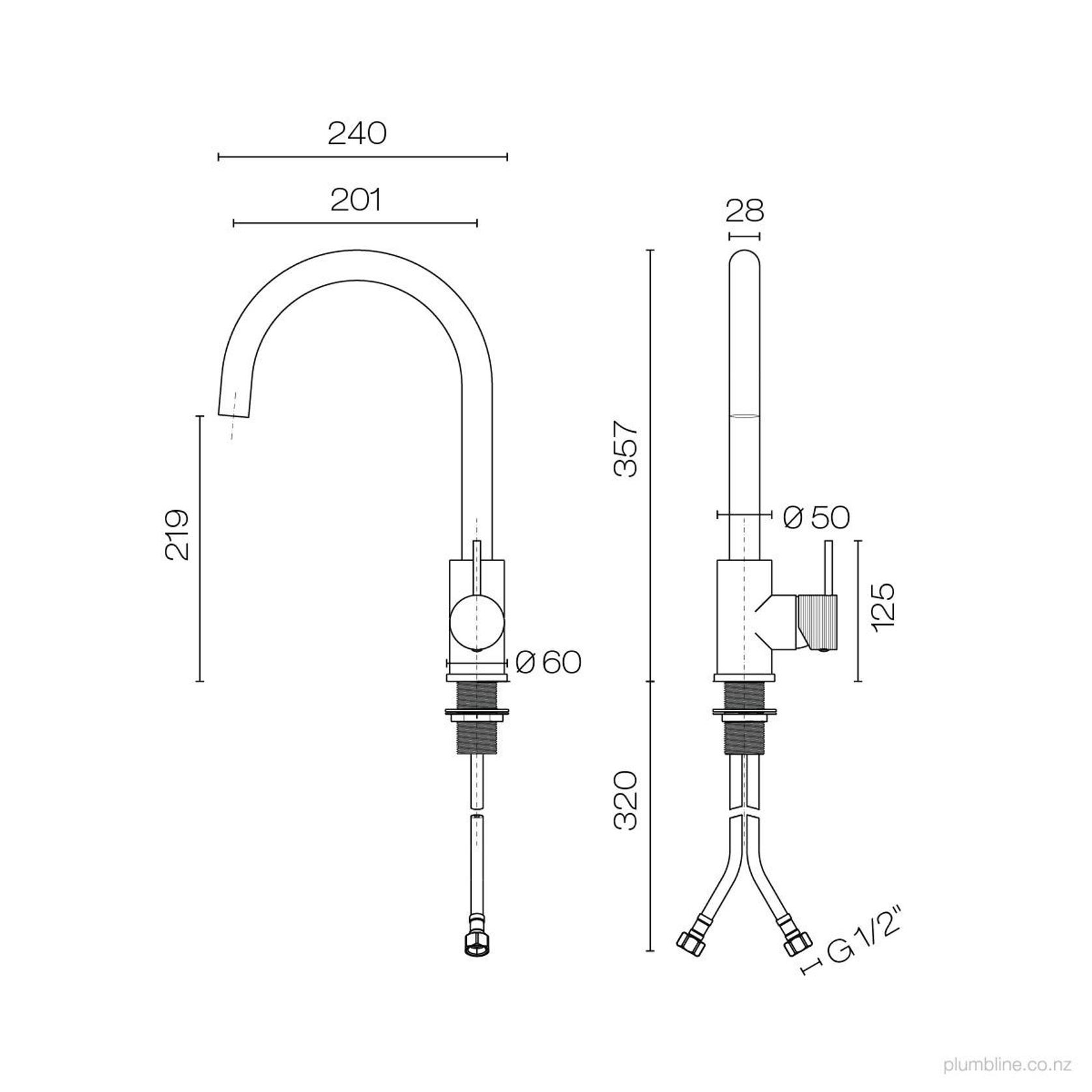 Oli 316 Kitchen Mixer Round Spout With Linea Handle gallery detail image