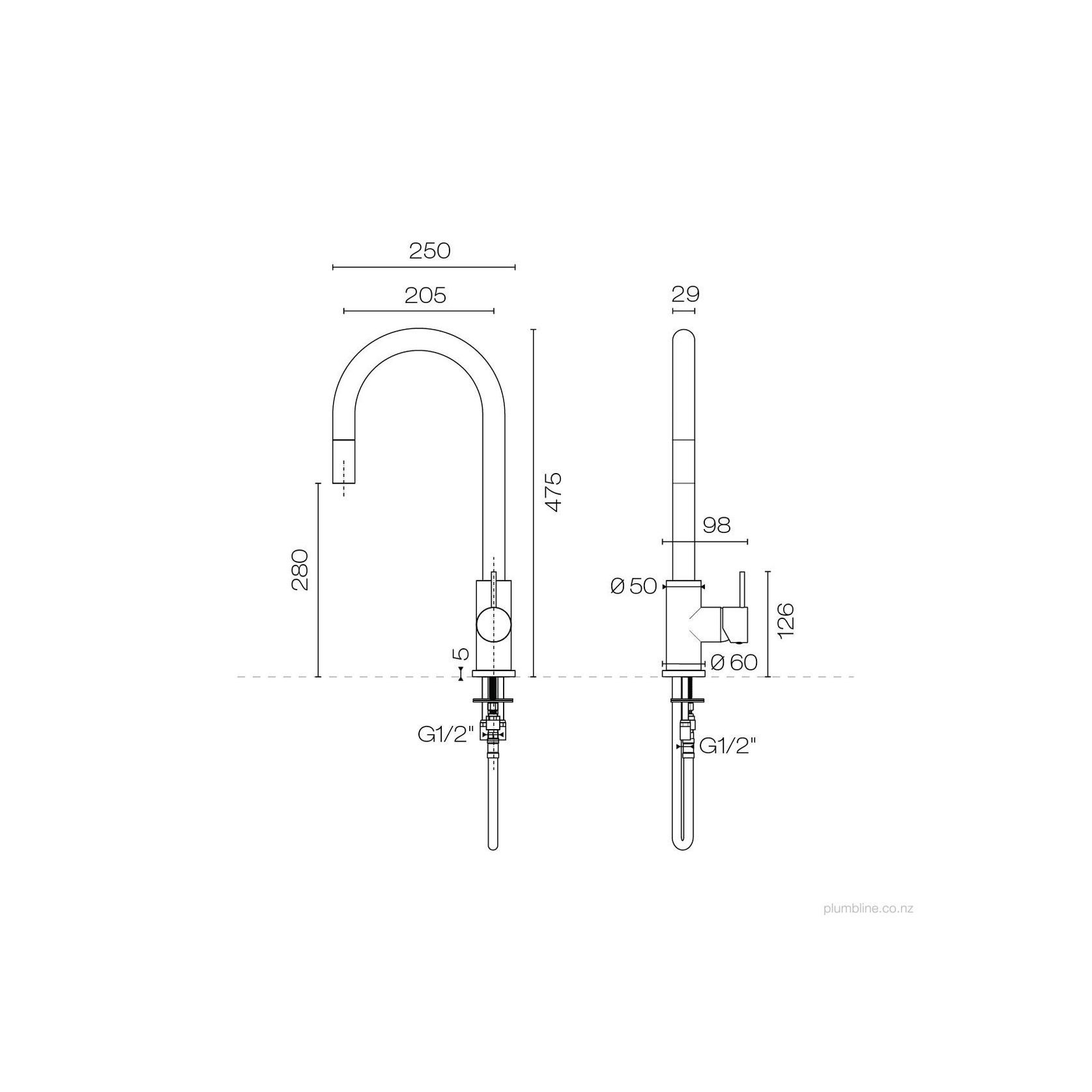 Oli 316 Kitchen Mixer Round Pull Out Spray With Linea H gallery detail image