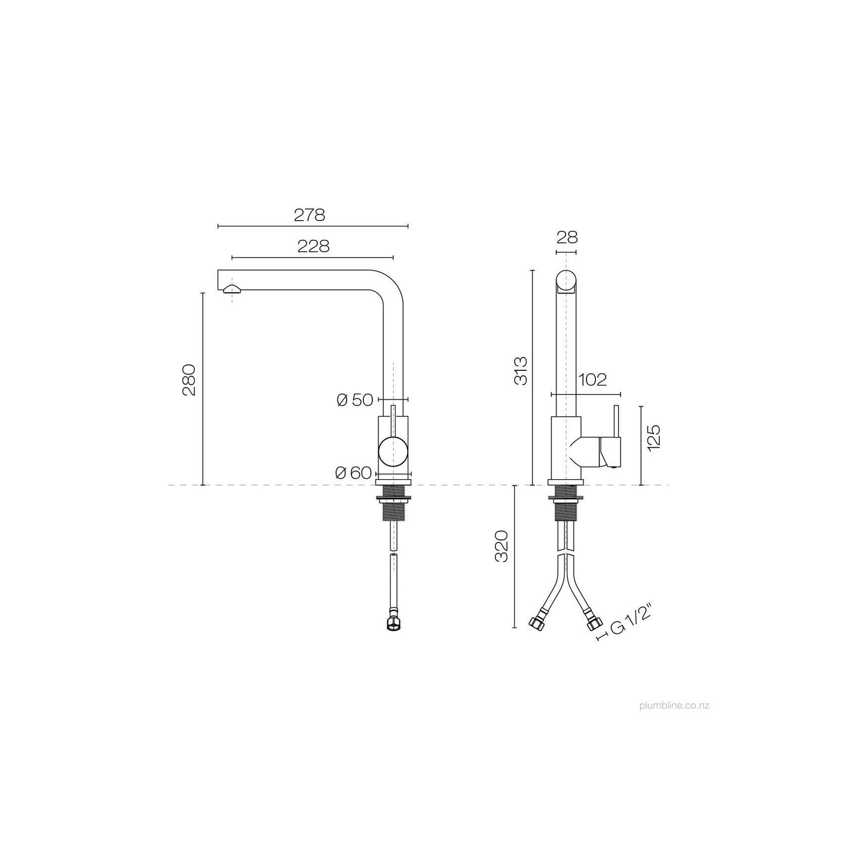 Oli 316 Kitchen Mixer Straight Spout gallery detail image