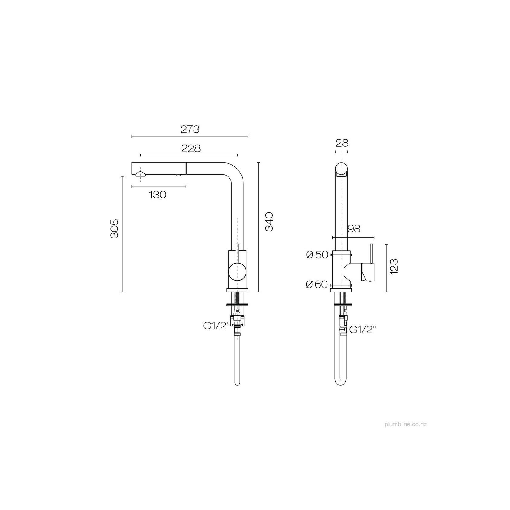 Oli 316 Kitchen Mixer Straight Pull Out Spray Linea gallery detail image