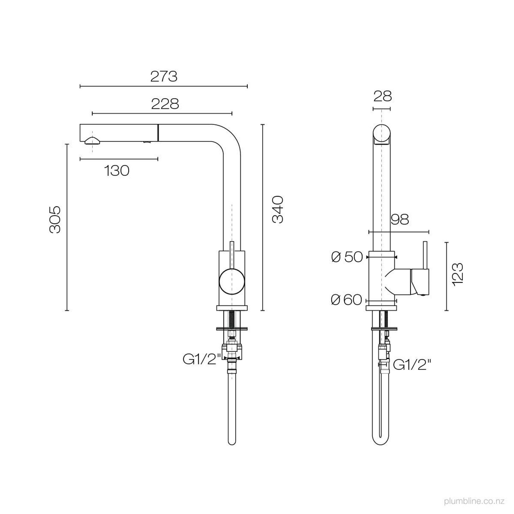 Oli 316 Kitchen Mixer Straight Spout Pull Out Spray gallery detail image