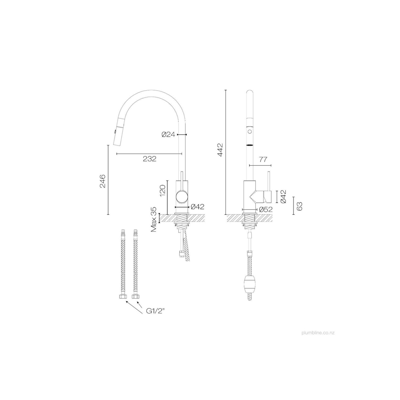 Tube Kitchen Mixer With Pull Out Spray gallery detail image