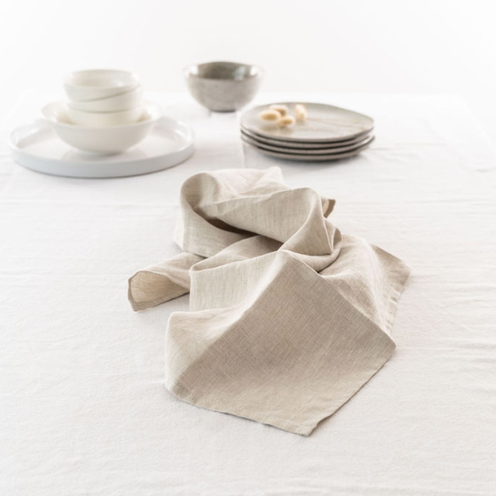 100% French Linen Tea Towel - Set 2-Natural Oat gallery detail image