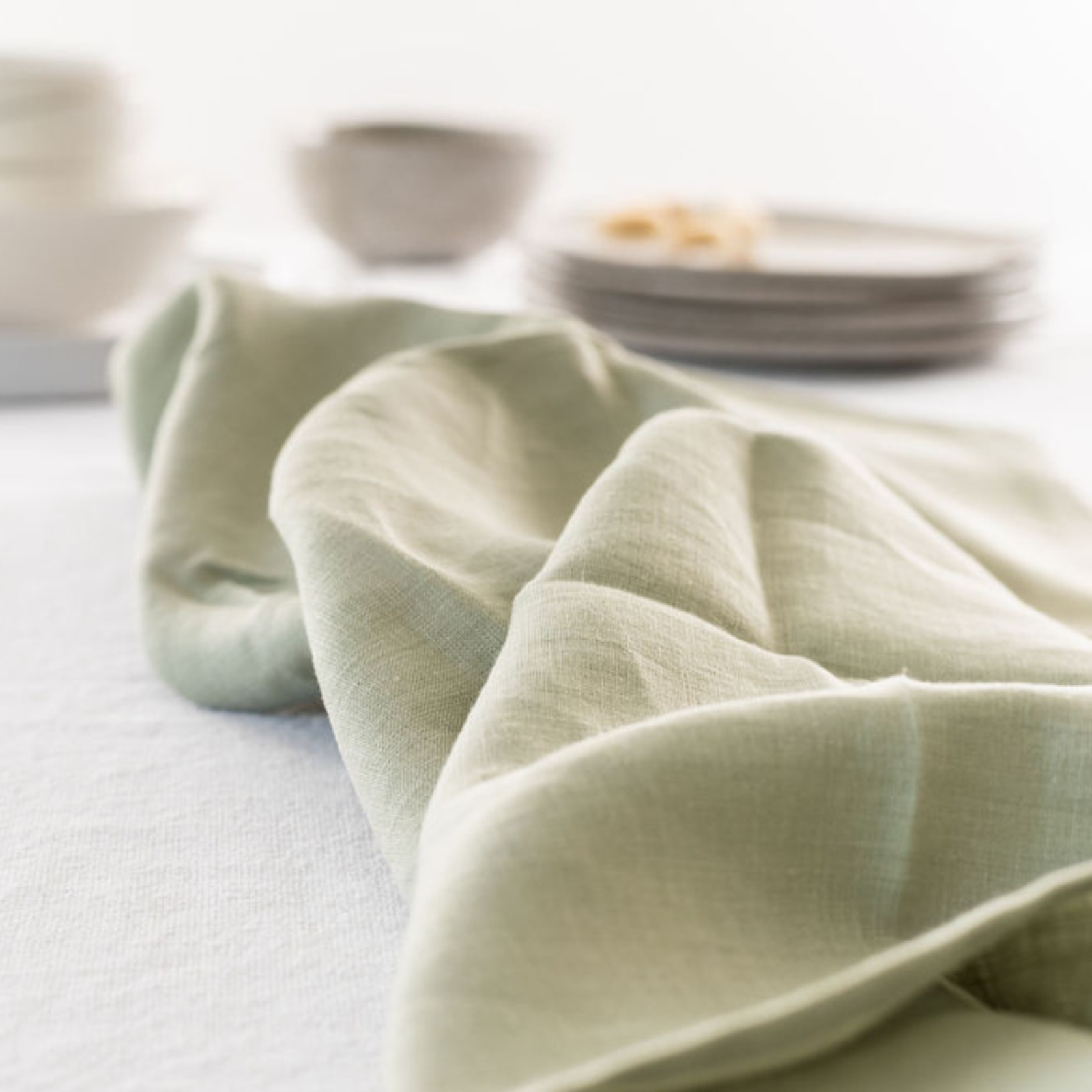 100% French Linen Tea Towel - Set 2-Sage gallery detail image