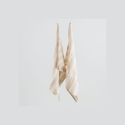 100% French Linen Tea Towel - Set 2-Wide Natural Stripe gallery detail image