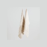 100% French Linen Tea Towel - Set 2-Natural Gingham gallery detail image