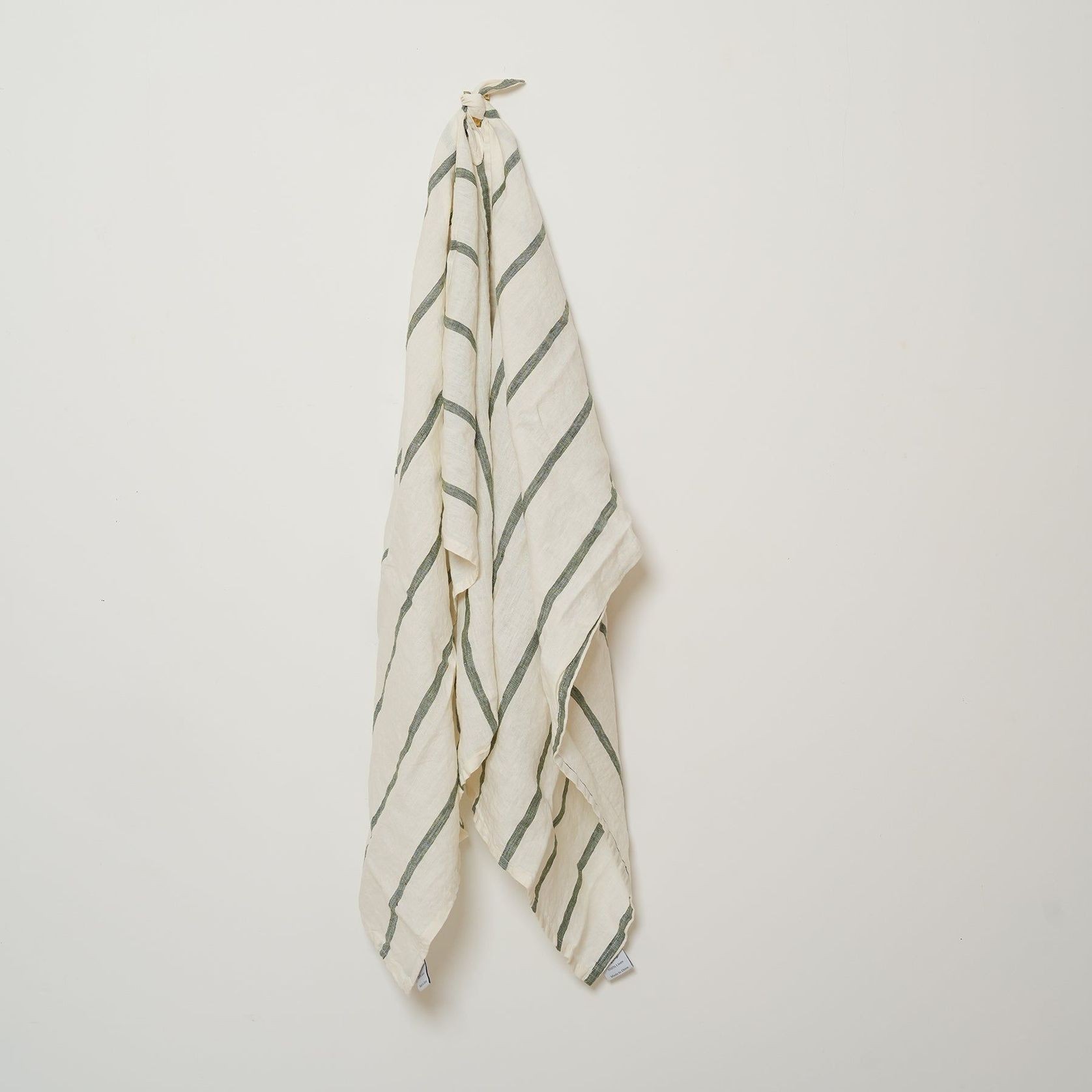 100% French Linen Tea Towel - Set 2-Lichen Stripe gallery detail image