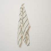 100% French Linen Tea Towel - Set 2-Lichen Stripe gallery detail image