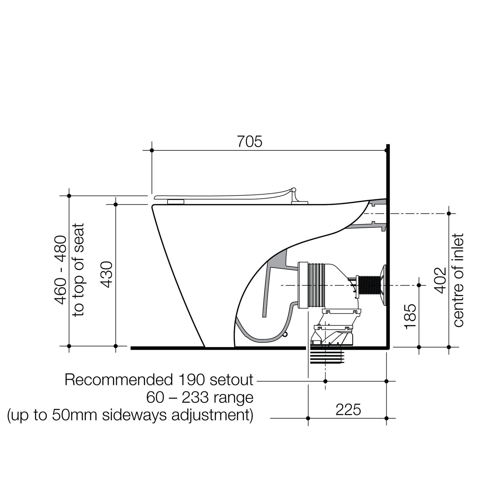 Care 705 Cleanflush Wall Faced BI 4S Pan GermGard® gallery detail image