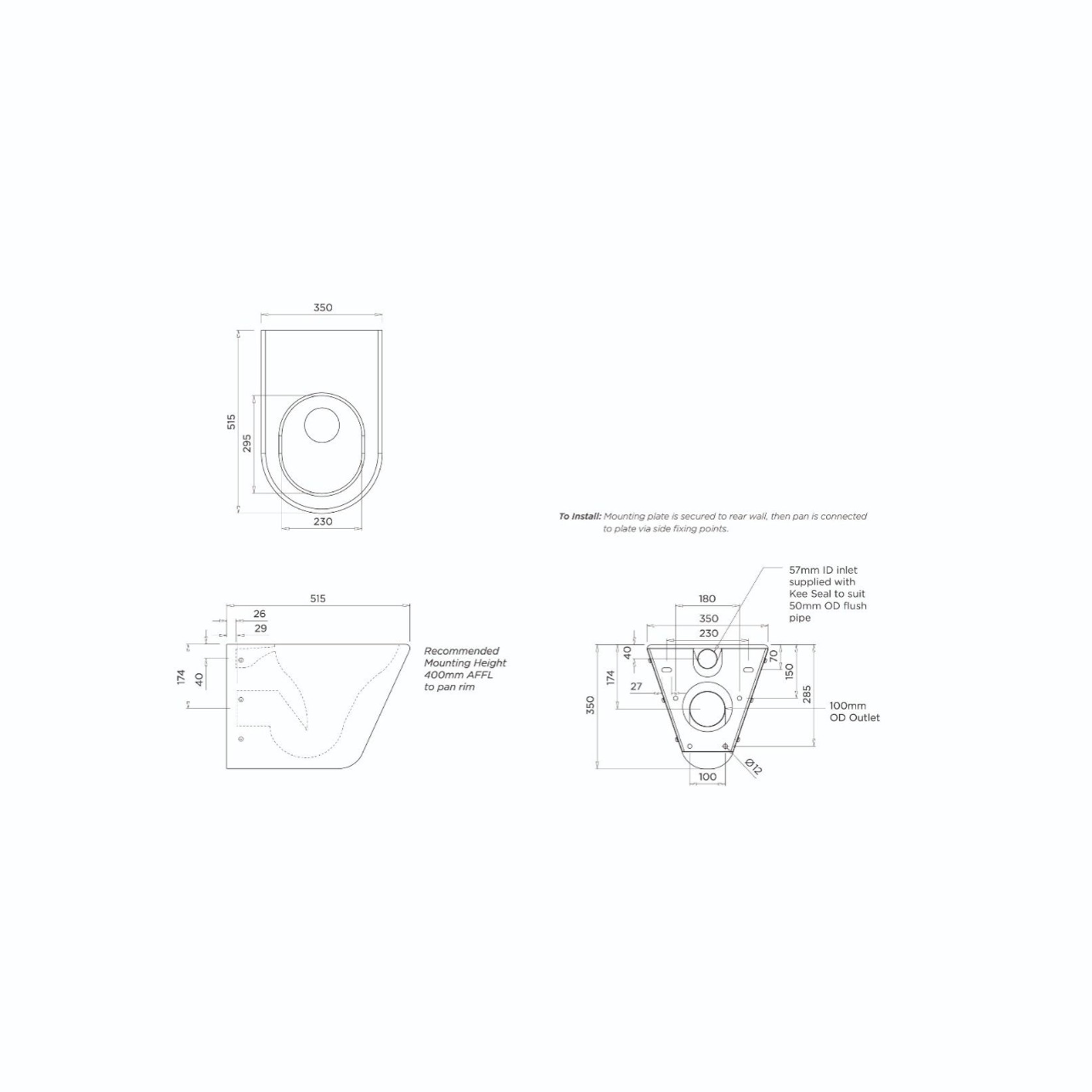 Britex Wall Hung Toilet Pan (NZ-PWM) gallery detail image