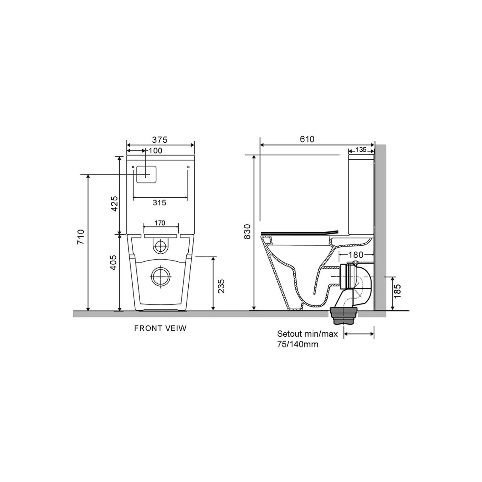 Vivo Toilet Suite with Thick Seat Matte Black gallery detail image