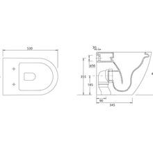 Ellisse MK II BTW Toilet Pan C/w Soft Close Seat gallery detail image