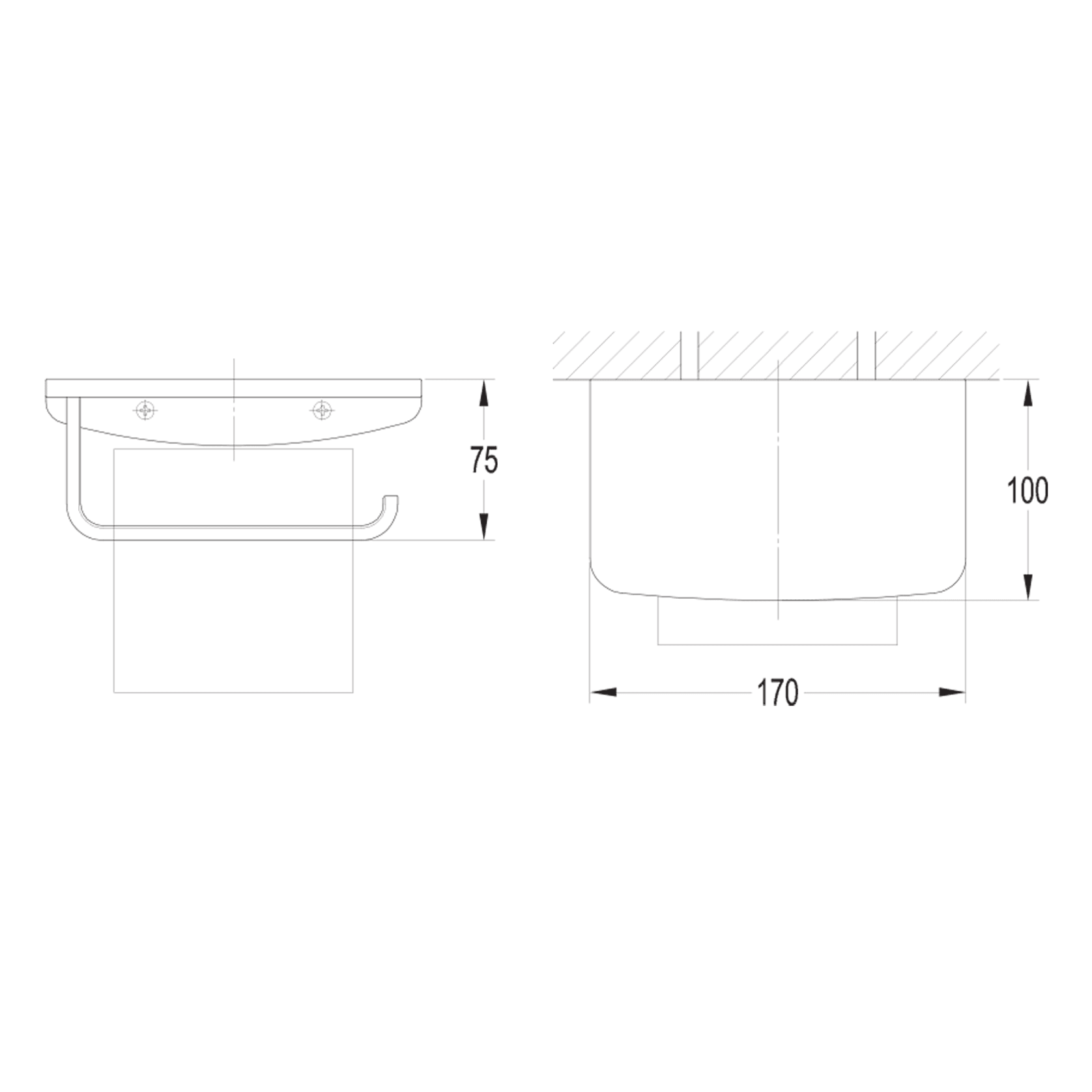 Carbon Toilet Roll Holder with Shelf Satin Black gallery detail image