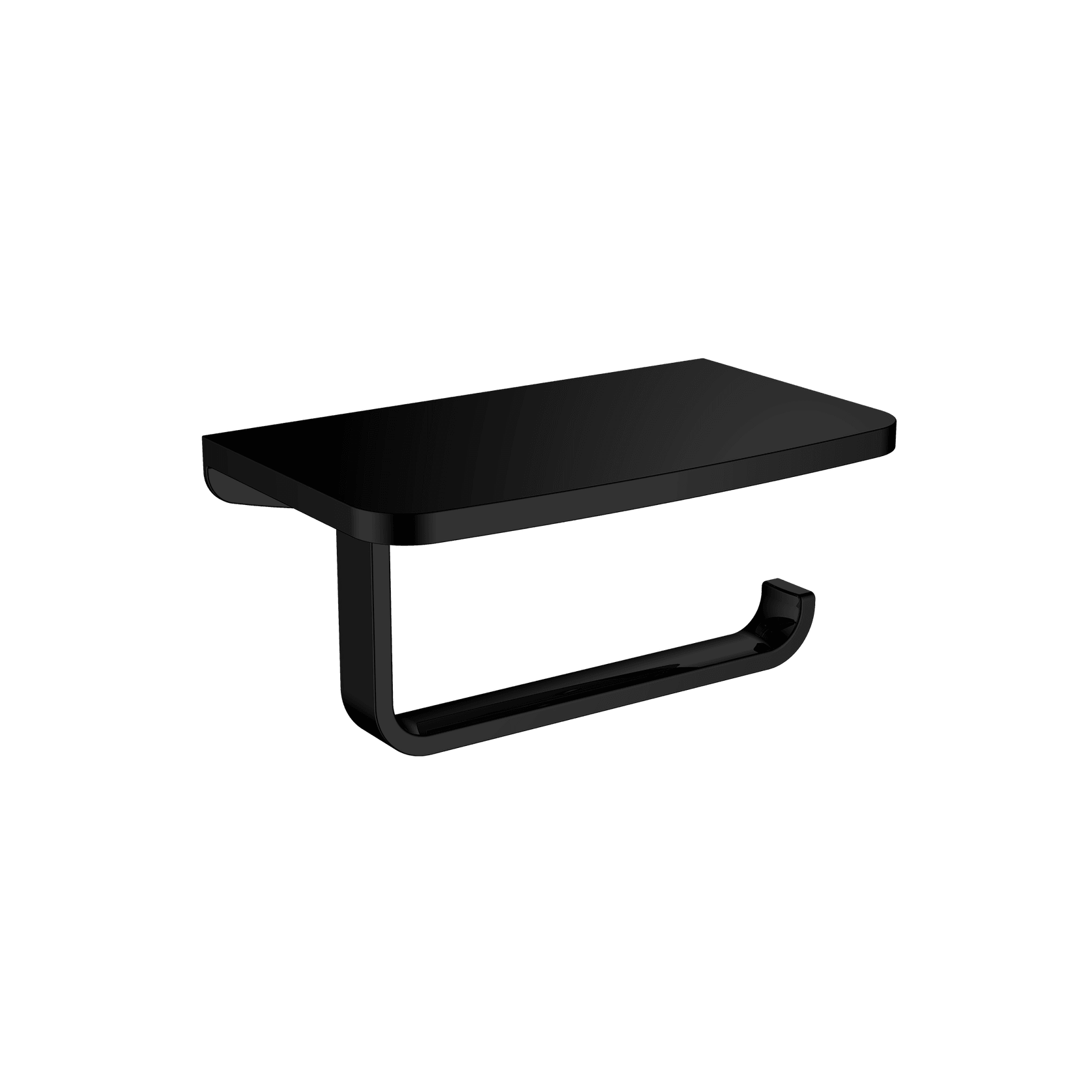 Carbon Toilet Roll Holder with Shelf Satin Black gallery detail image