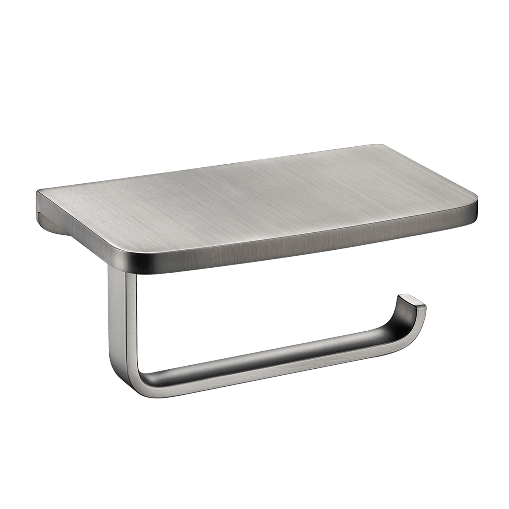 Cubic Toilet Roll Holder with Shelf Brushed Nickel gallery detail image