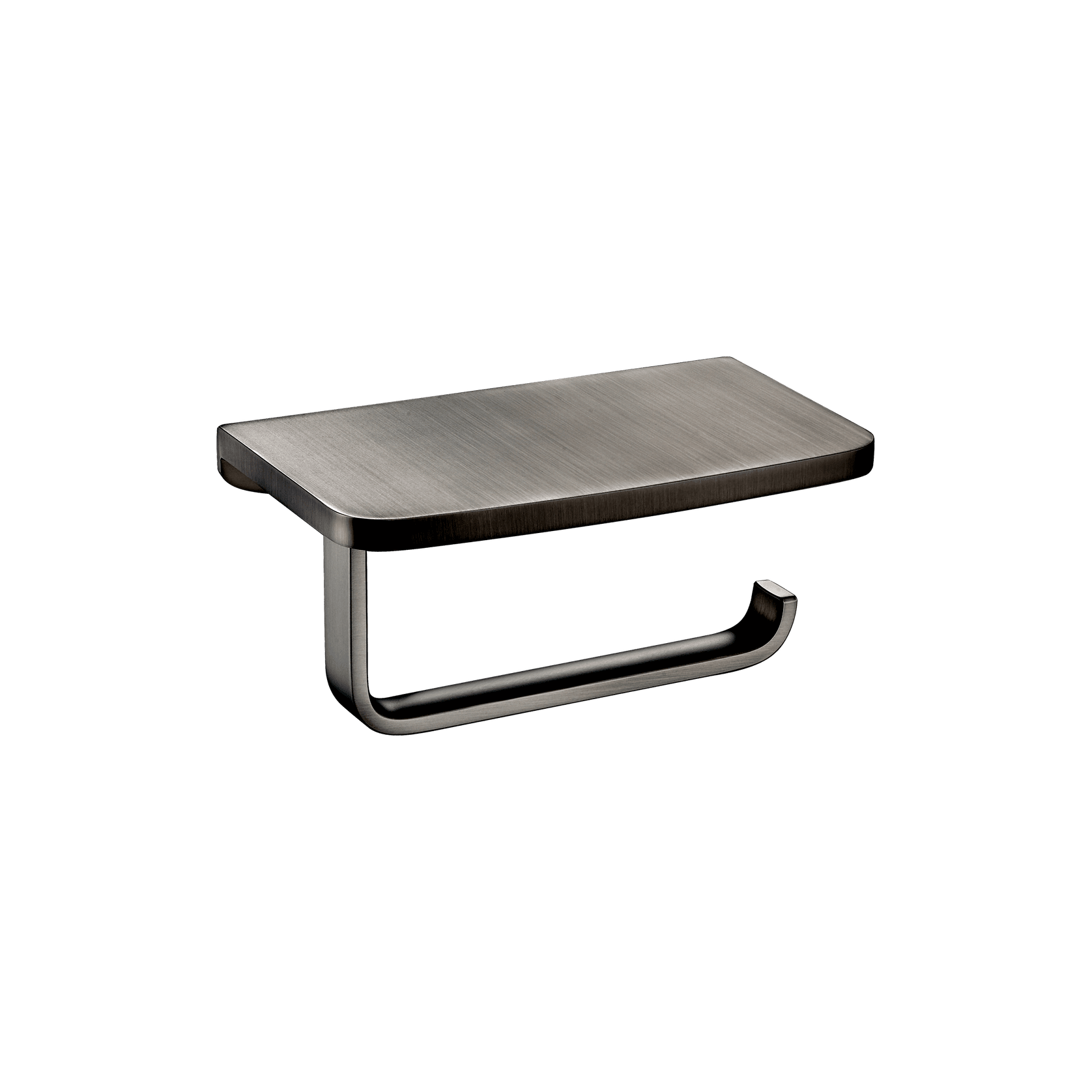 Cubic Toilet Roll Holder with Shelf Gun Metal gallery detail image