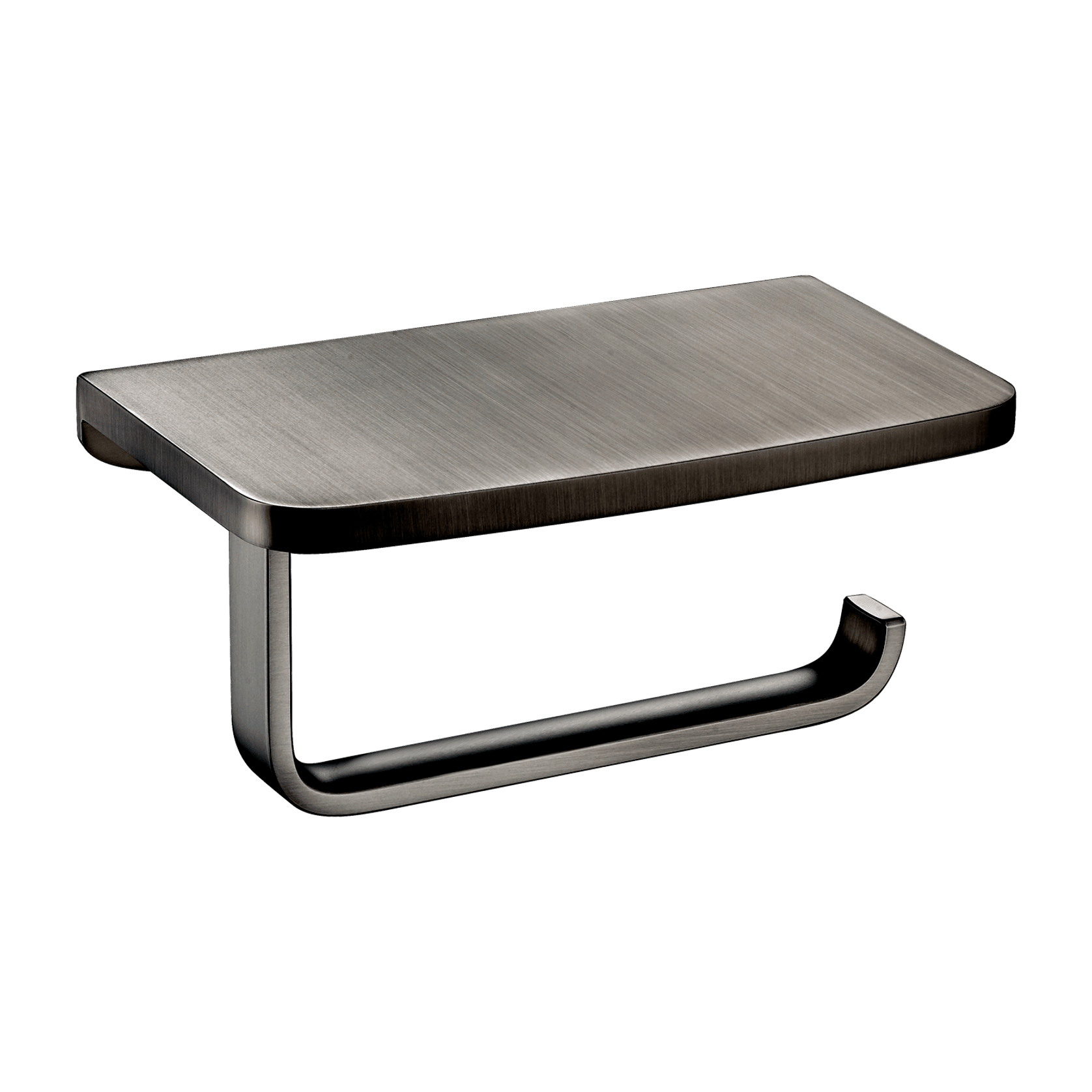 Cubic Toilet Roll Holder with Shelf Gun Metal gallery detail image