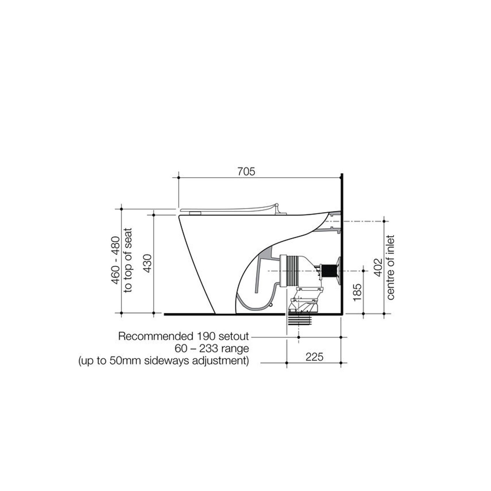 Care 705 Cleanflush Invisi Series II® Suite Carvelle Single Flap Seat White Backrest GermGard® gallery detail image