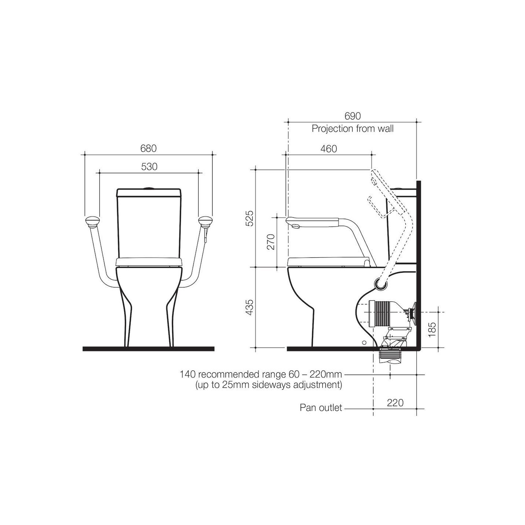 Opal Easy Height Cleanflush Suite With Armrests gallery detail image