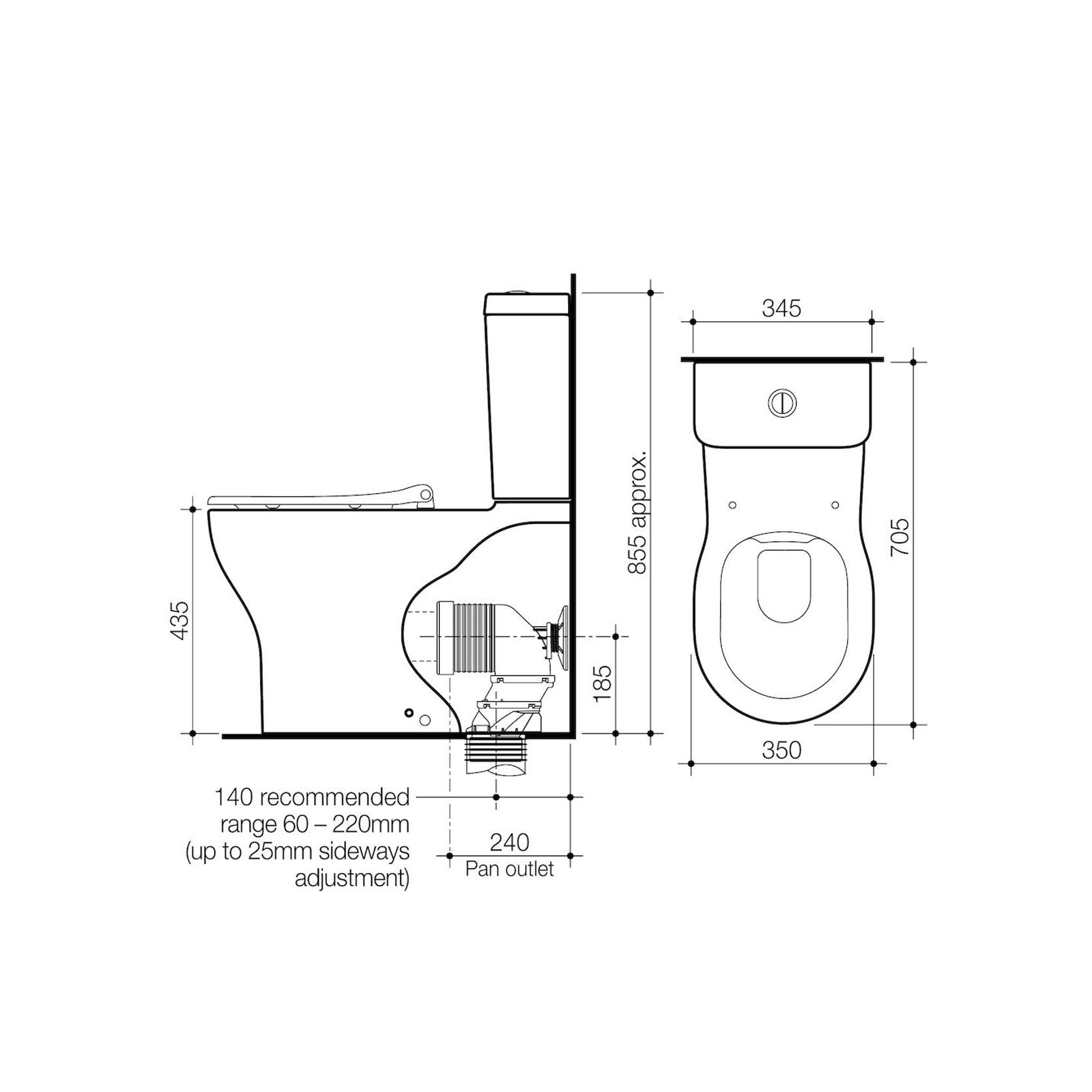 Opal Easy Height Cleanflush Wall Faced Close Coupled Suite with Double Flap Soft Close Seat gallery detail image