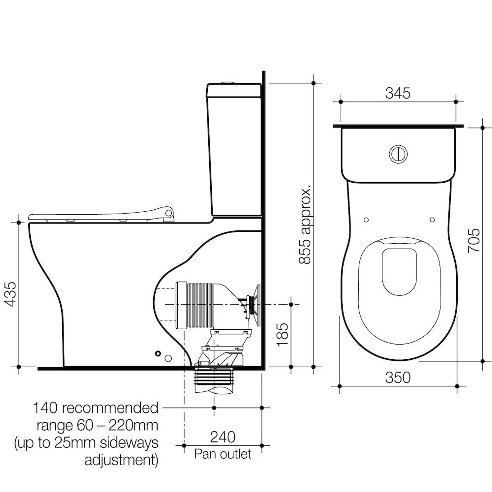 Opal Easy Height Cleanflush Wall Faced Close Coupled Suite with Double Flap Soft Close Seat gallery detail image