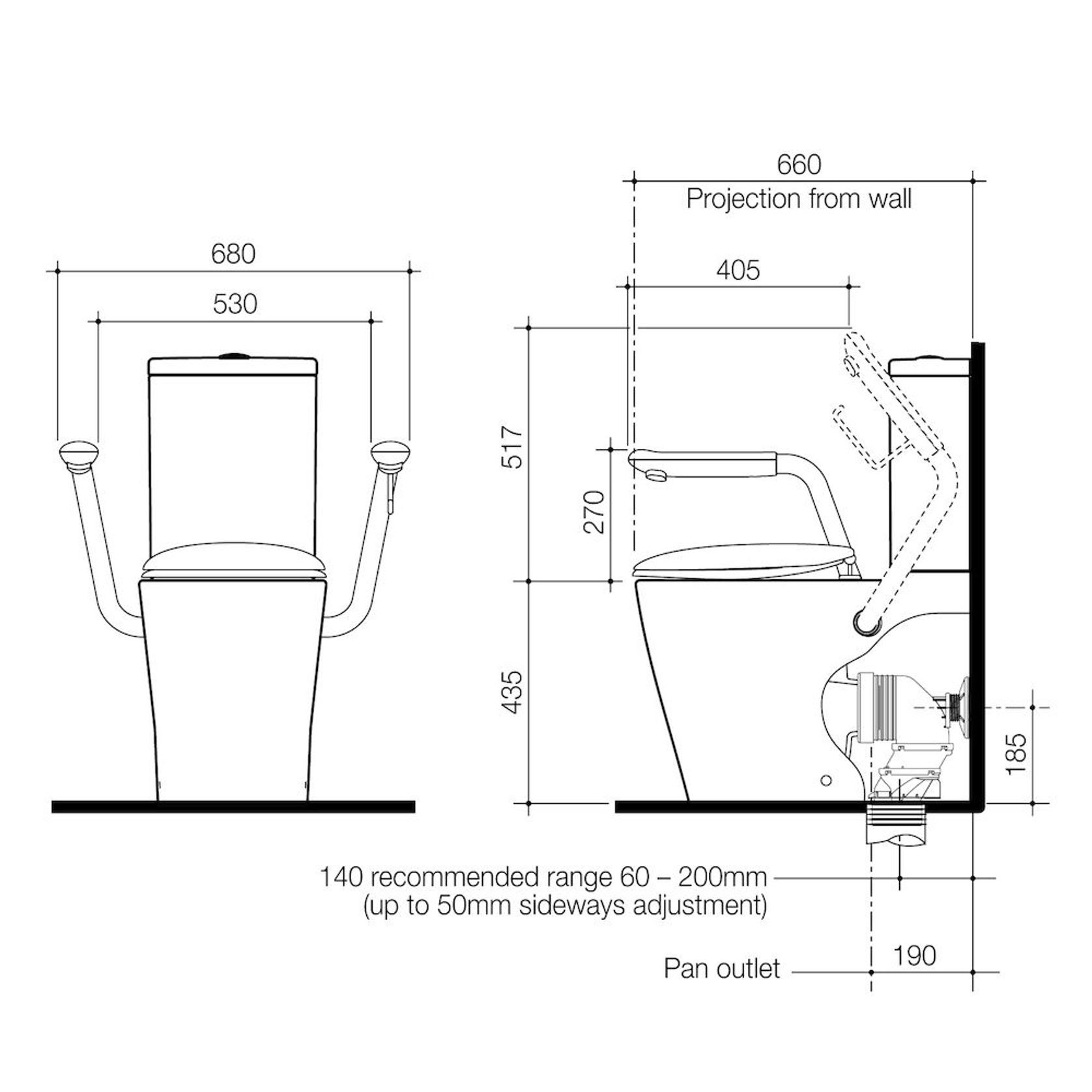 Care 660 Easy Height Cleanflush Double Flap with Armrest Toilet Suite gallery detail image